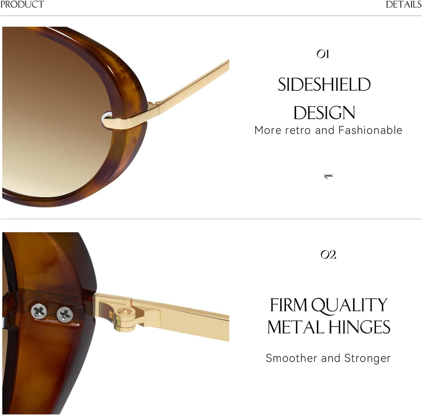 mosanana Trendy Oversized Aviator Sunglasses for Women Retro Style MS52478