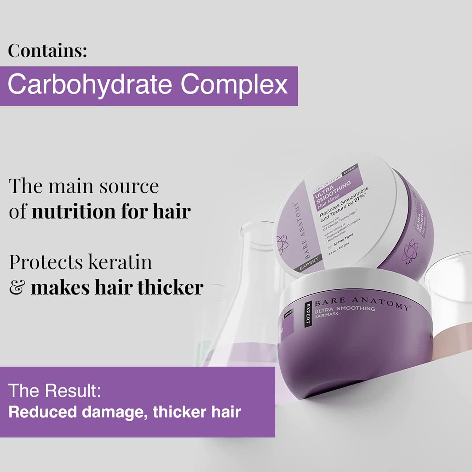 Bare Anatomy Champú ultra suavizante + máscara para el cabello + kit de suero | Complejo de carbohidratos y niacinamida | Cabello seco y encrespado | Sin parabenos ni sulfatos | Mujeres y hombres | 8.5 fl oz + 8.82 oz + 1.7 fl oz