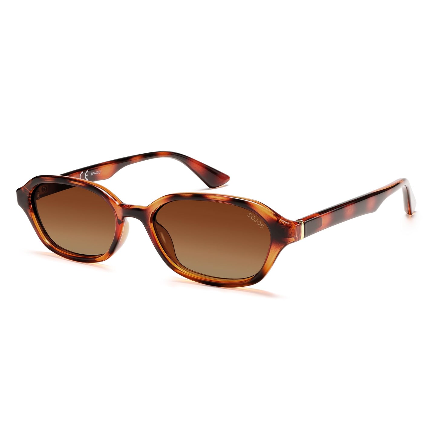 SOJOS Gafas de sol polarizadas rectangulares retro para mujeres y hombres, hexagonales estrechas elegantes de moda Y2K Sunnies SJ2629