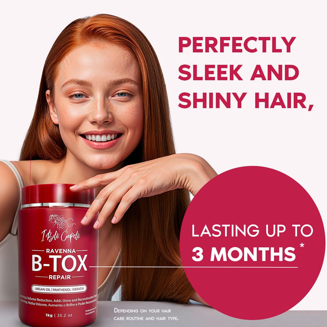 I Belli Capelli Kit de Tratamiento Capilar Ravenna - 1kg/35.02 oz Máscara Capilar B-tox + Champú Anti-Residuos 300ml/10.1 fl.oz - Champú Reparador y Aclarante de Efecto Duradero