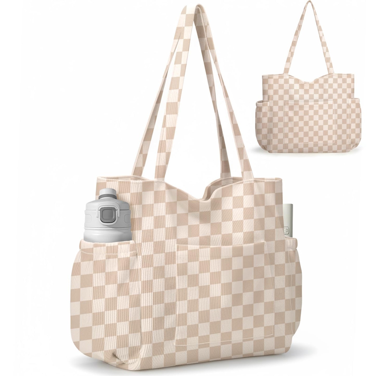 Bolsa de pana para mujeres, bolsa de gran capacidad linda con 6 bolsillos, bolso cruzado de hombro para trabajo, viajes, gimnasio