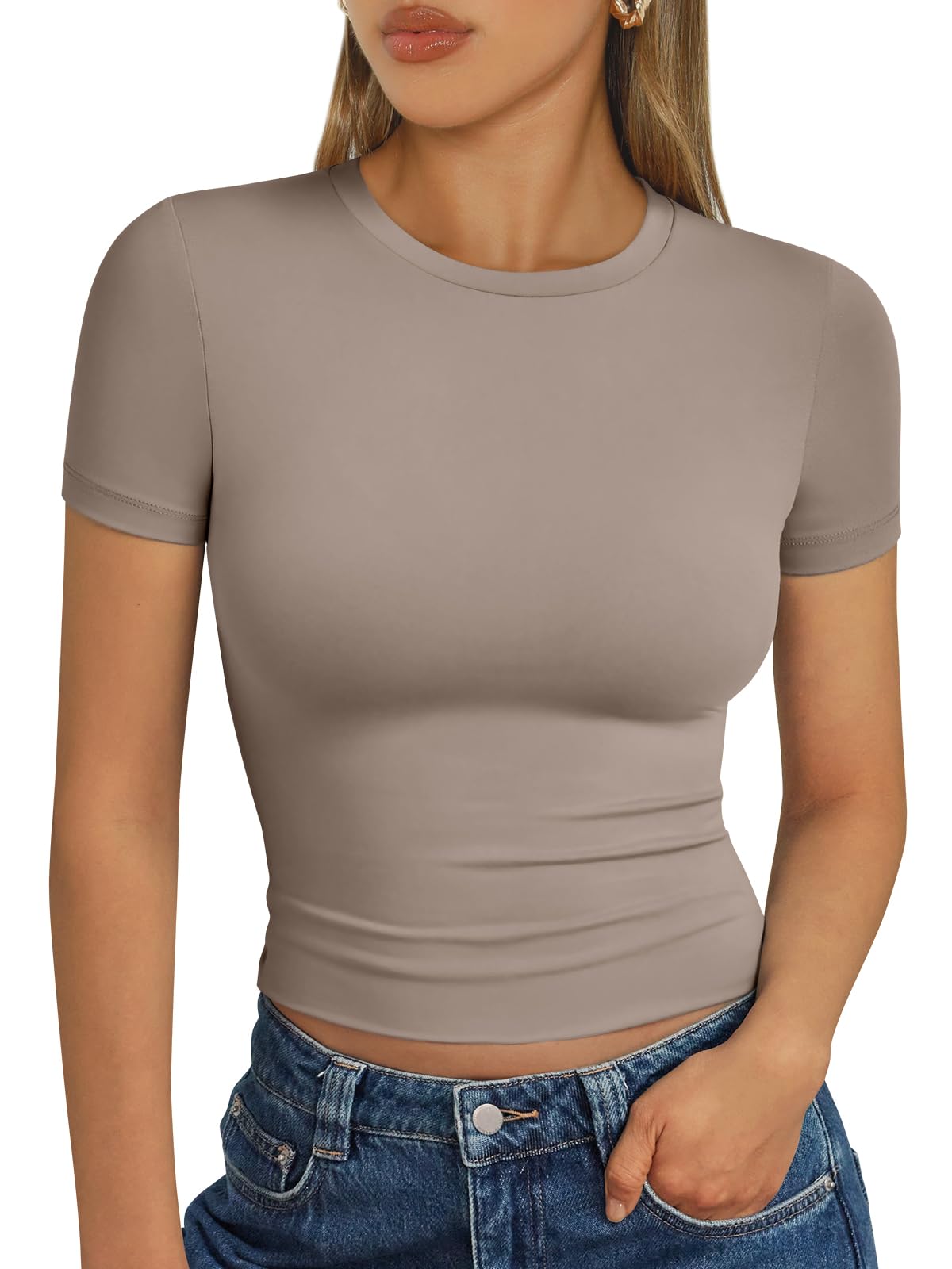 Trendy Queen - Camisetas básicas para mujer, camisetas de verano 2025, de manga corta, ajustadas, para gimnasio, entrenamiento, ropa estilo Y2K