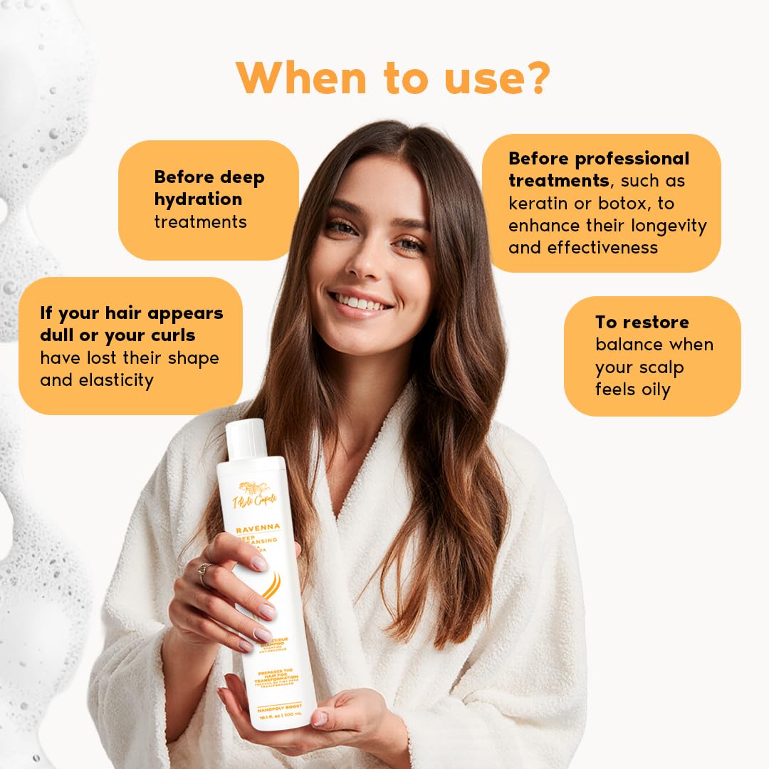 I Belli Capelli Kit de Tratamiento Capilar Ravenna - 1kg/35.02 oz Máscara Capilar B-tox + Champú Anti-Residuos 300ml/10.1 fl.oz - Champú Reparador y Aclarante de Efecto Duradero