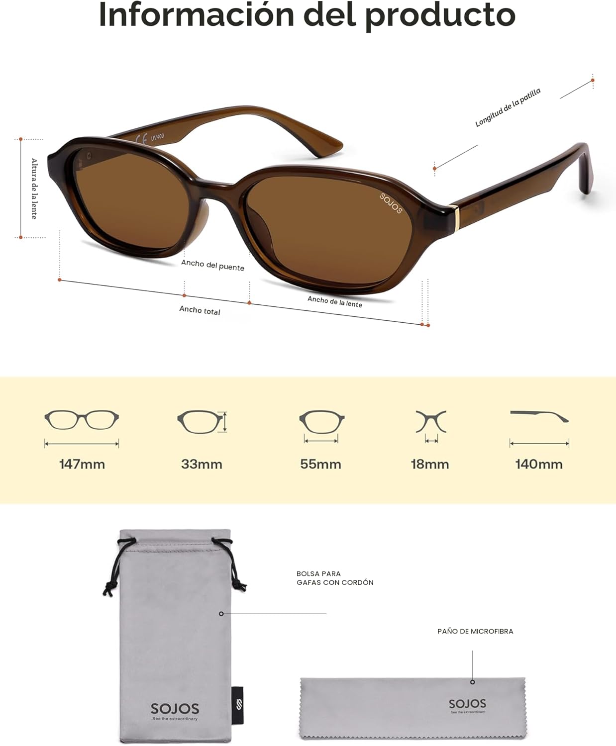 SOJOS Gafas de sol polarizadas rectangulares retro para mujeres y hombres, hexagonales estrechas elegantes de moda Y2K Sunnies SJ2629