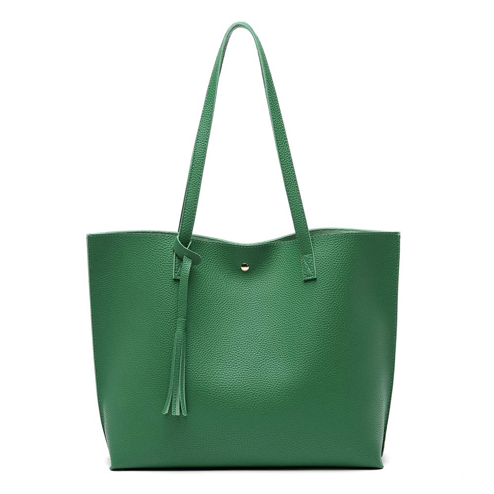 Dreubea Women's Soft Faux Leather Tote Shoulder Bag from, Big Capacity Tassel Handbag