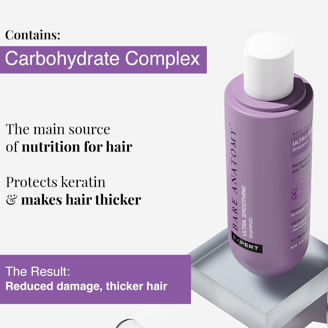 Bare Anatomy Champú ultra suavizante + máscara para el cabello + kit de suero | Complejo de carbohidratos y niacinamida | Cabello seco y encrespado | Sin parabenos ni sulfatos | Mujeres y hombres | 8.5 fl oz + 8.82 oz + 1.7 fl oz