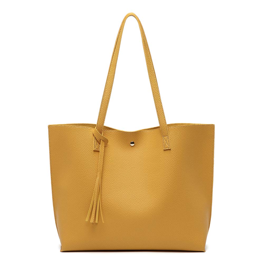 Dreubea Women's Soft Faux Leather Tote Shoulder Bag from, Big Capacity Tassel Handbag