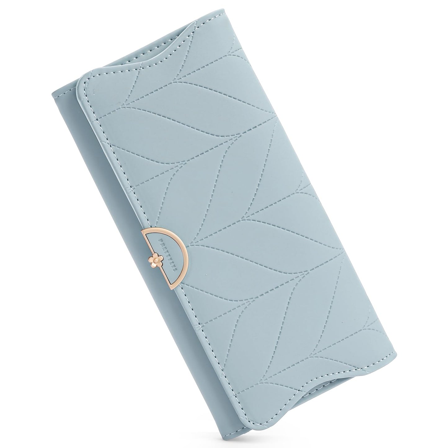 RNIEGA Leather Wallet for Women Trifold Womens' RFID Blocking Wallet Card Holder Purse Clutch with Zipper Coin Pocket,Soybean Sand