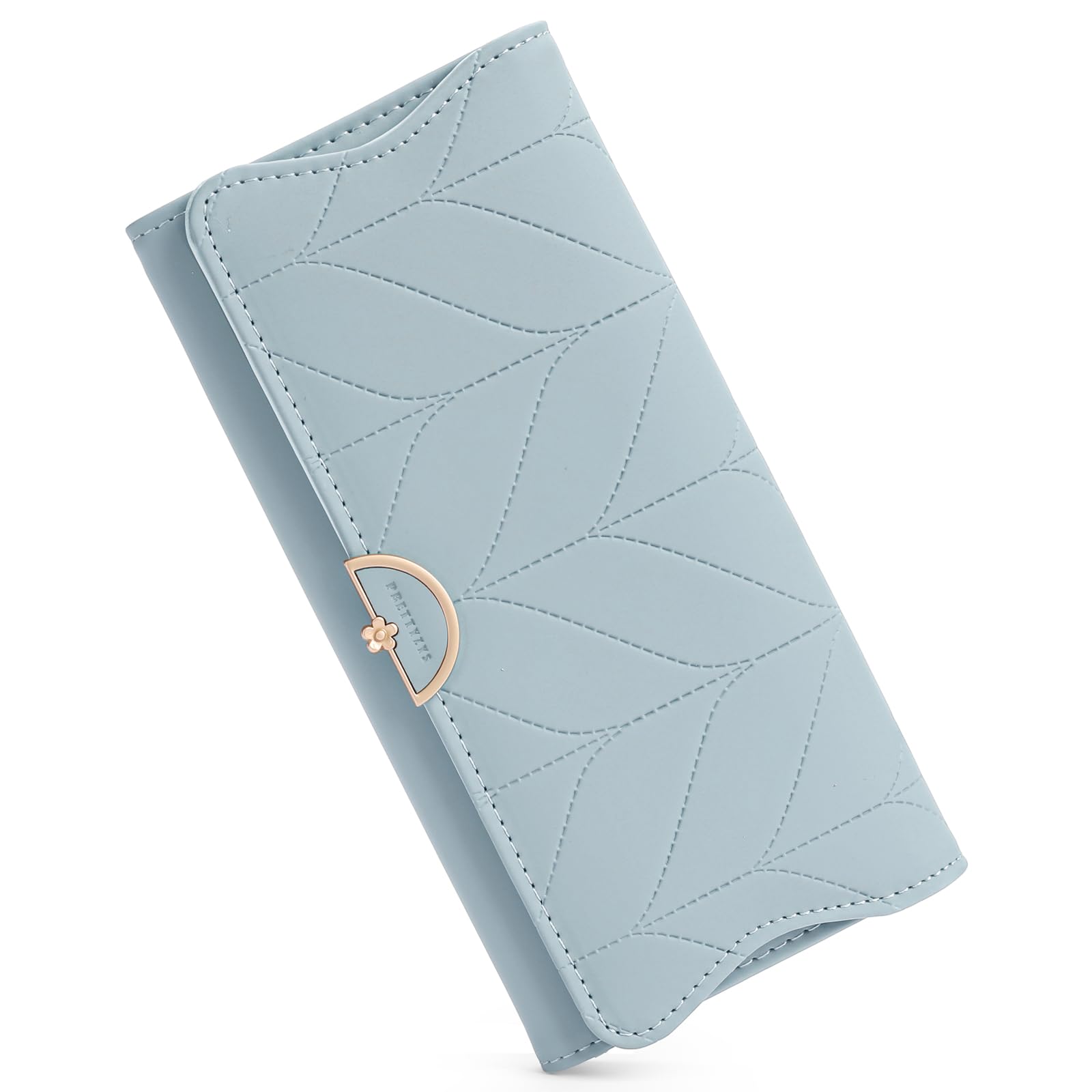 RNIEGA Leather Wallet for Women Trifold Womens' RFID Blocking Wallet Card Holder Purse Clutch with Zipper Coin Pocket,Soybean Sand