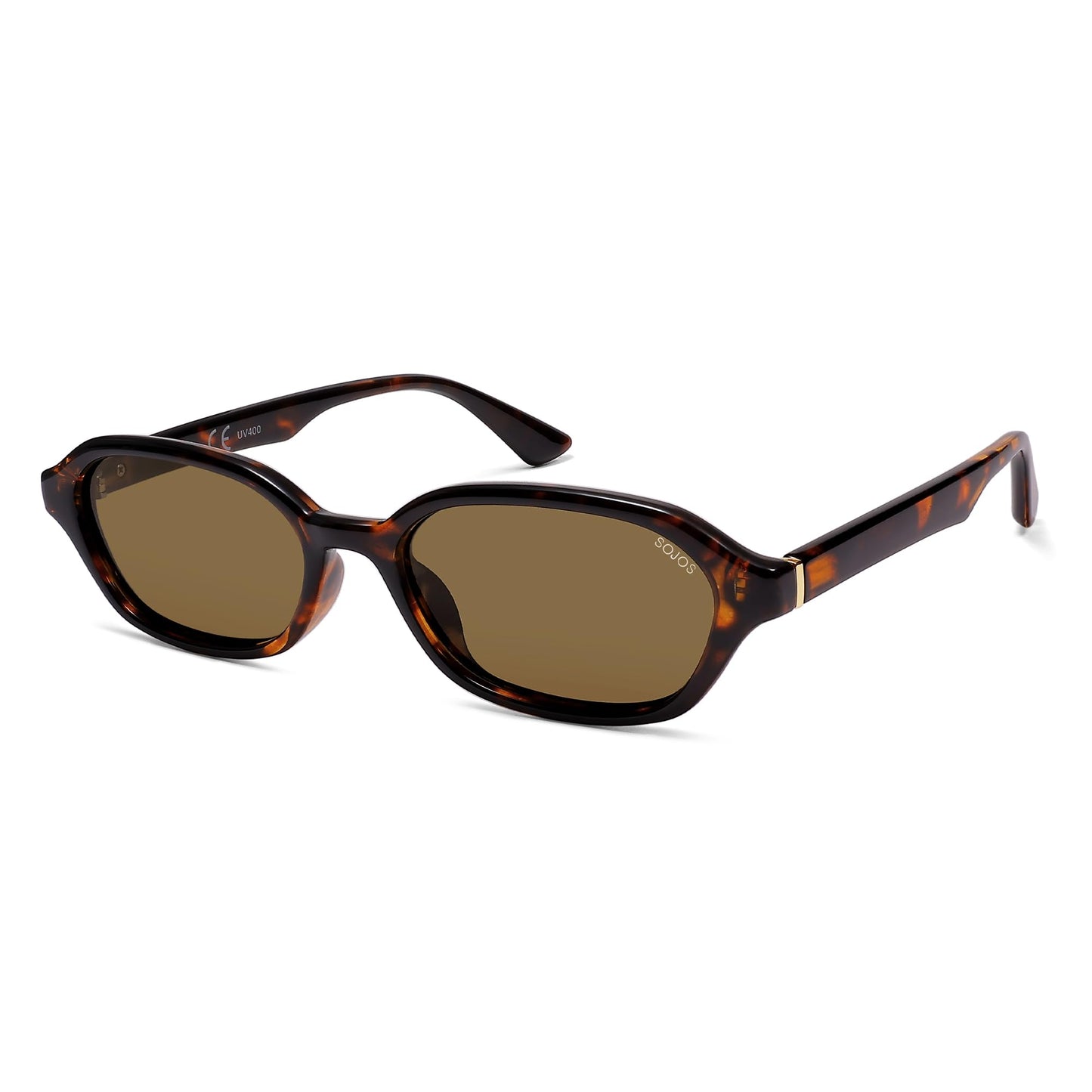 SOJOS Gafas de sol polarizadas rectangulares retro para mujeres y hombres, hexagonales estrechas elegantes de moda Y2K Sunnies SJ2629
