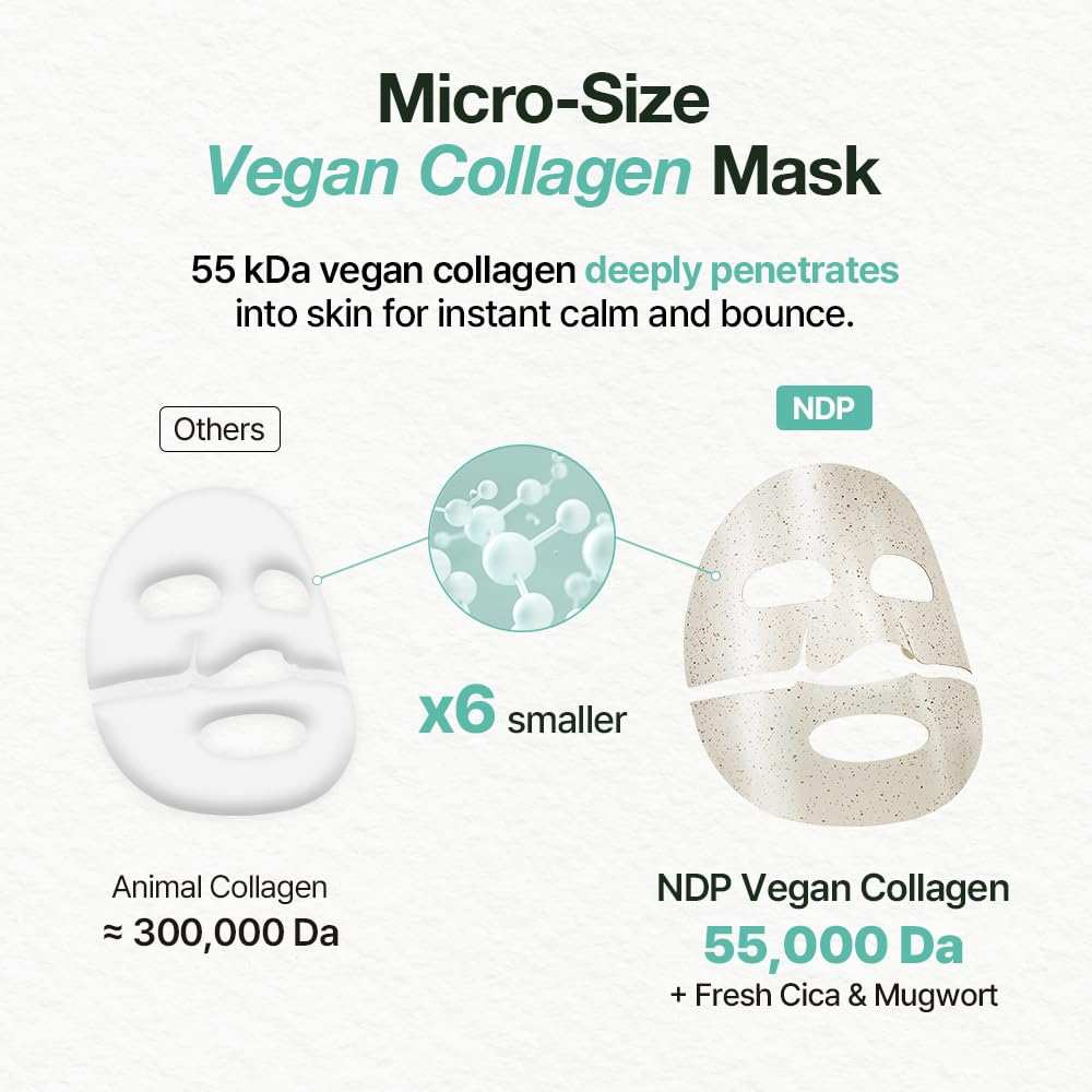 NDP - Mascarilla Facial de Hidrogel Refrescante con Colágeno y Cica, la primera mascarilla de hidrogel lista para congelar del mundo con colágeno vegano de 55,000 Da, artemisa real y centella