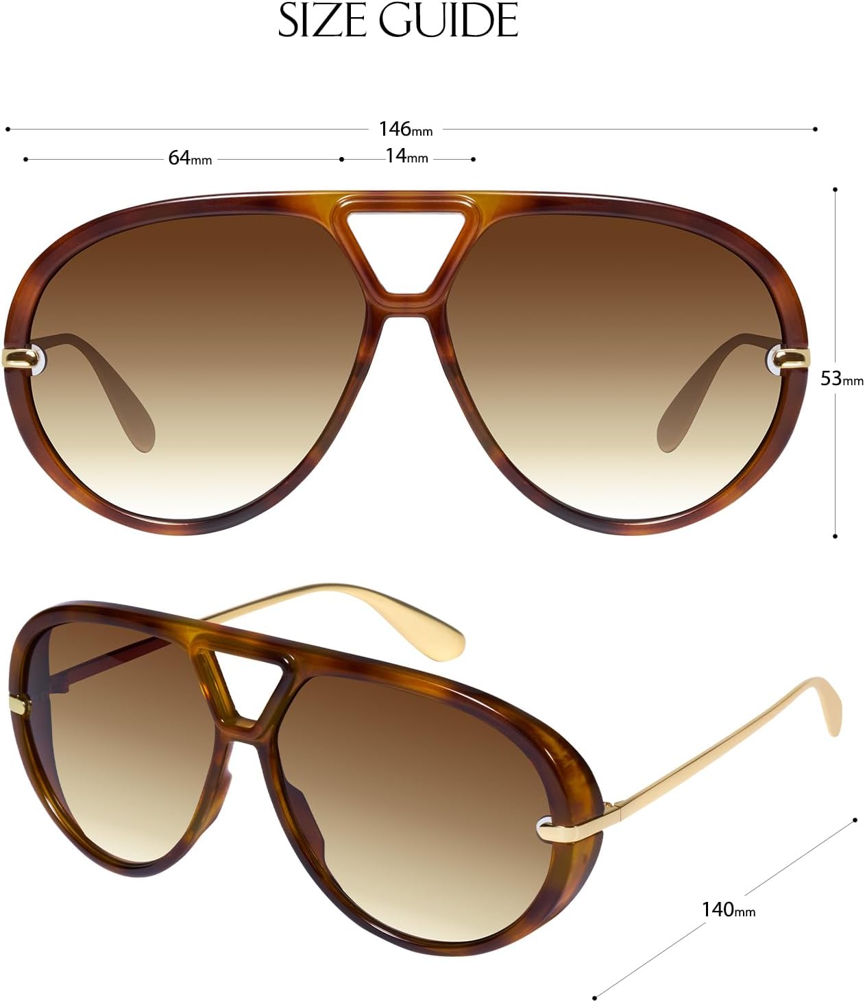 mosanana Trendy Oversized Aviator Sunglasses for Women Retro Style MS52478