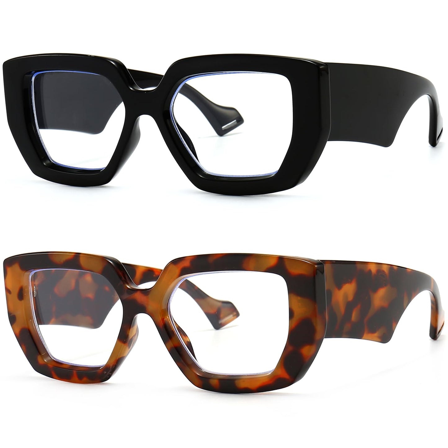 Breaksun Thick Frame Blue Light Glasses for Women Men Fashion Oversized Square Computer Gaming Eyeglasses