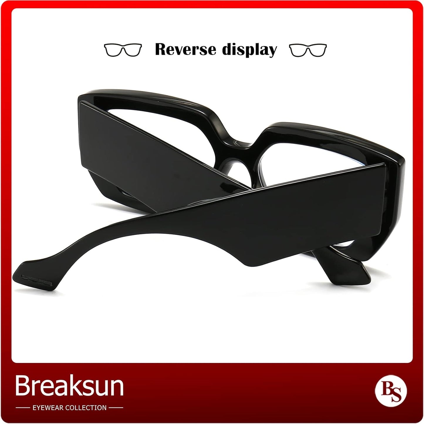Breaksun Thick Frame Blue Light Glasses for Women Men Fashion Oversized Square Computer Gaming Eyeglasses