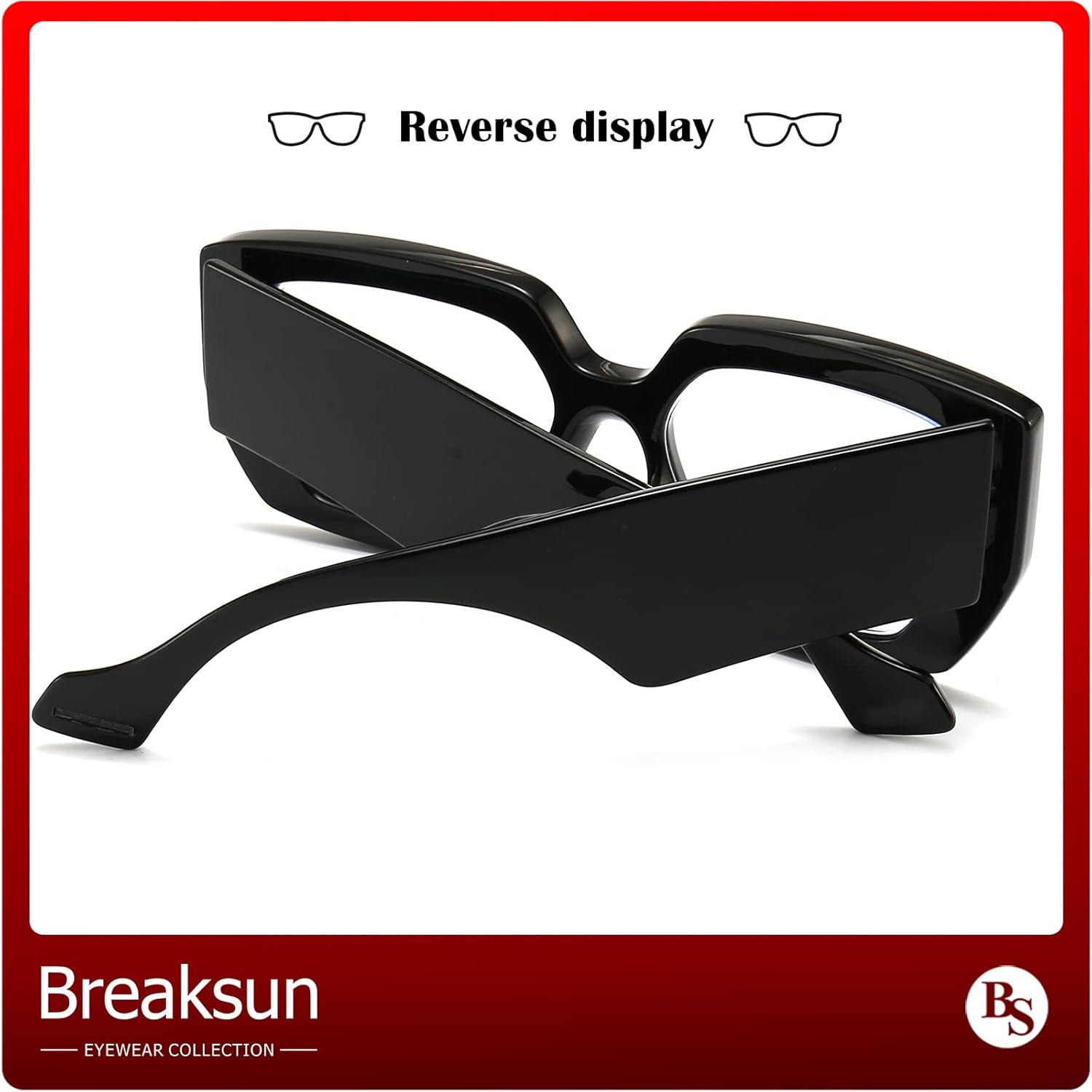 Breaksun Thick Frame Blue Light Glasses for Women Men Fashion Oversized Square Computer Gaming Eyeglasses