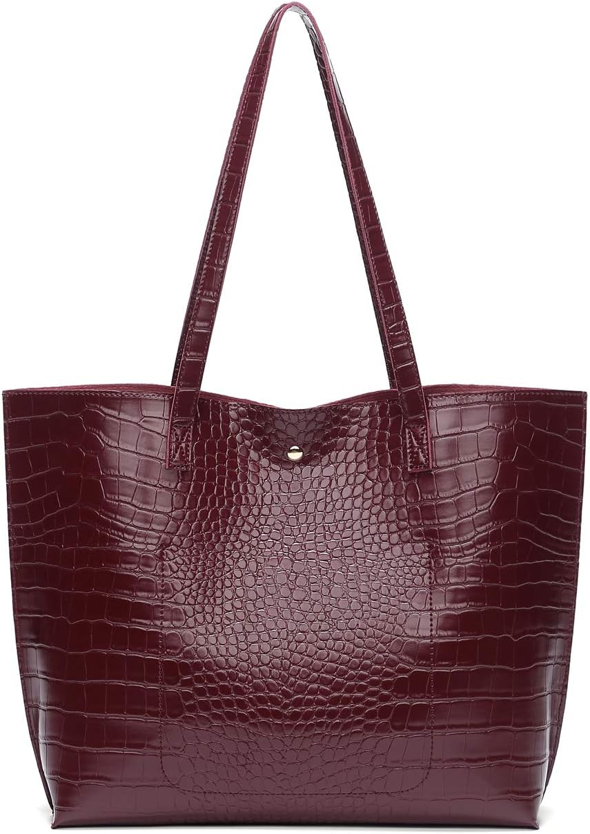 Dreubea Women's Soft Faux Leather Tote Shoulder Bag from, Big Capacity Tassel Handbag