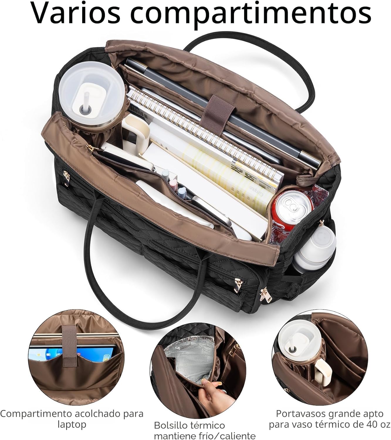 Bagstellar Teacher Bags for Women, 15.6 inch Laptop Work Tote Bag Quilted Nurse Bible Computer Shoulder Bag for School Travel | Dream Tote Work Bag, with 40oz Cup Holder, Insulated Pocket, Zipper & Strap, Office Briefcase, Ideal Gift for Women