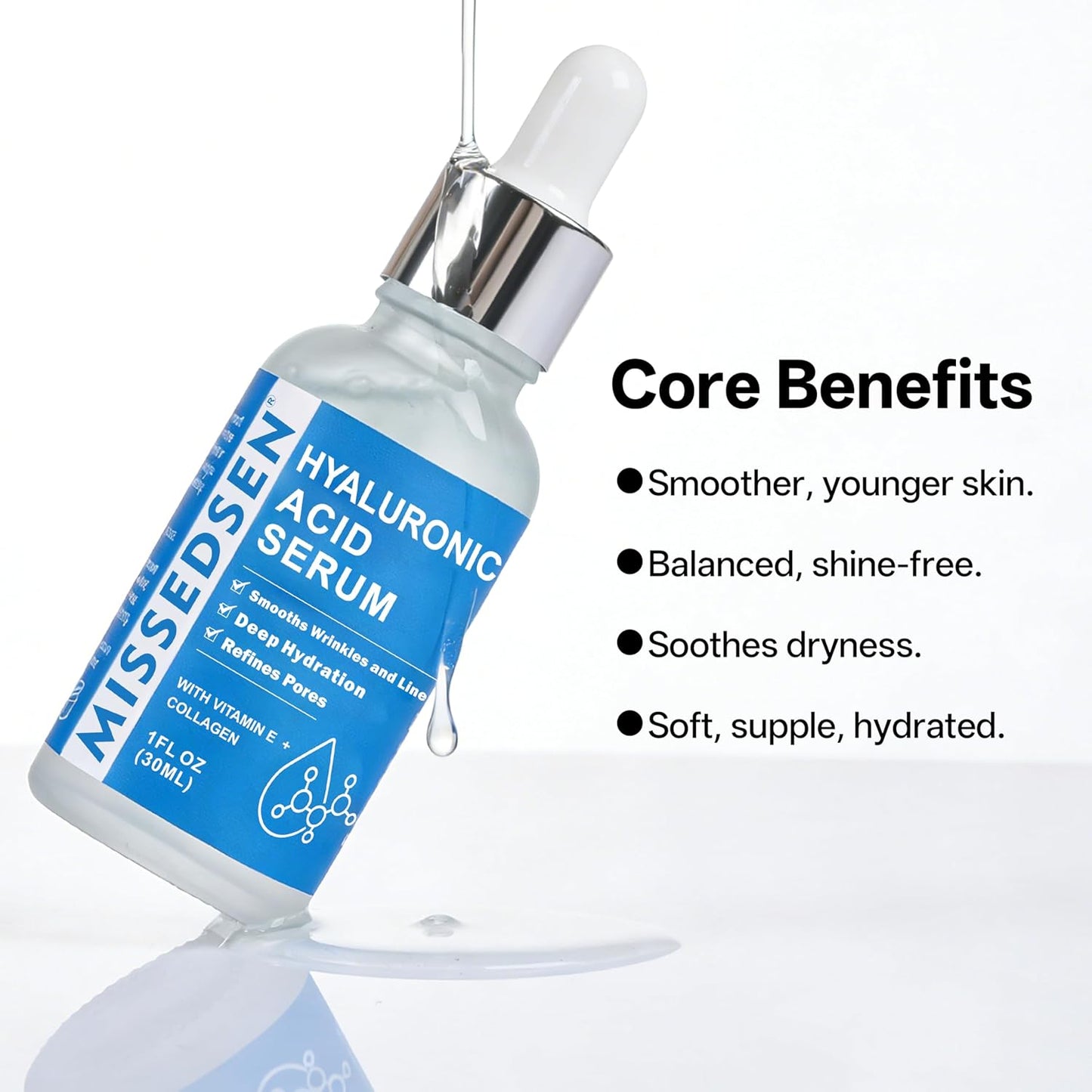 Suero de ácido hialurónico con aceite de colágeno y vitamina E para el cuidado de la piel, suero hidratante e iluminador para la cara, antienvejecimiento, para todo tipo de piel, uso diario, 1 onza líquida