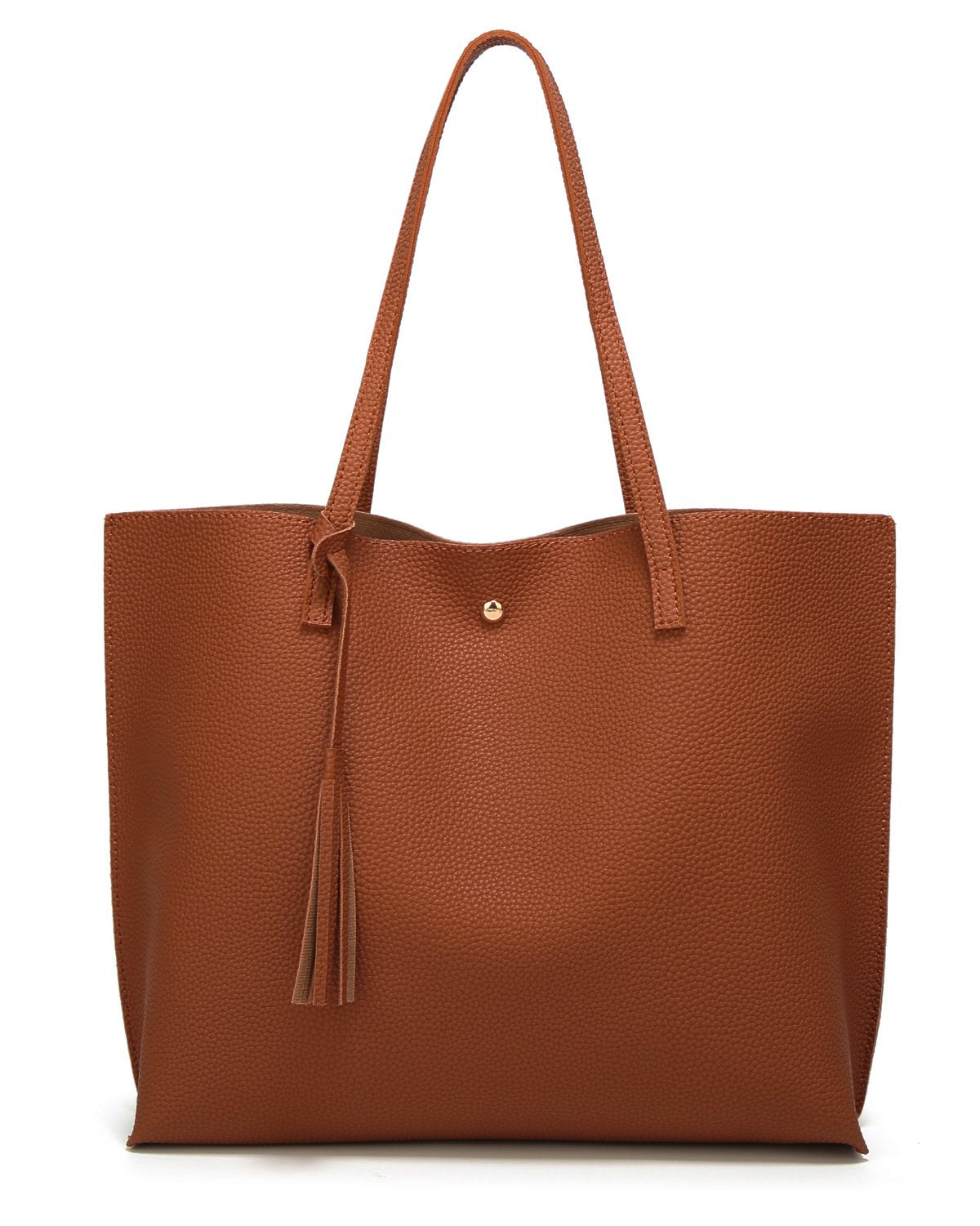 Dreubea Women's Soft Faux Leather Tote Shoulder Bag from, Big Capacity Tassel Handbag