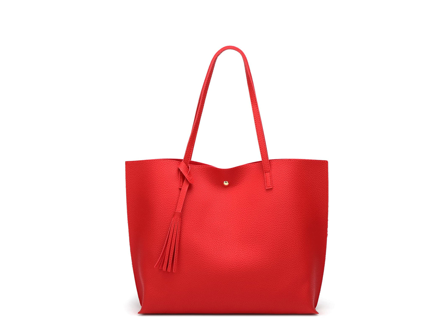 Dreubea Women's Soft Faux Leather Tote Shoulder Bag from, Big Capacity Tassel Handbag