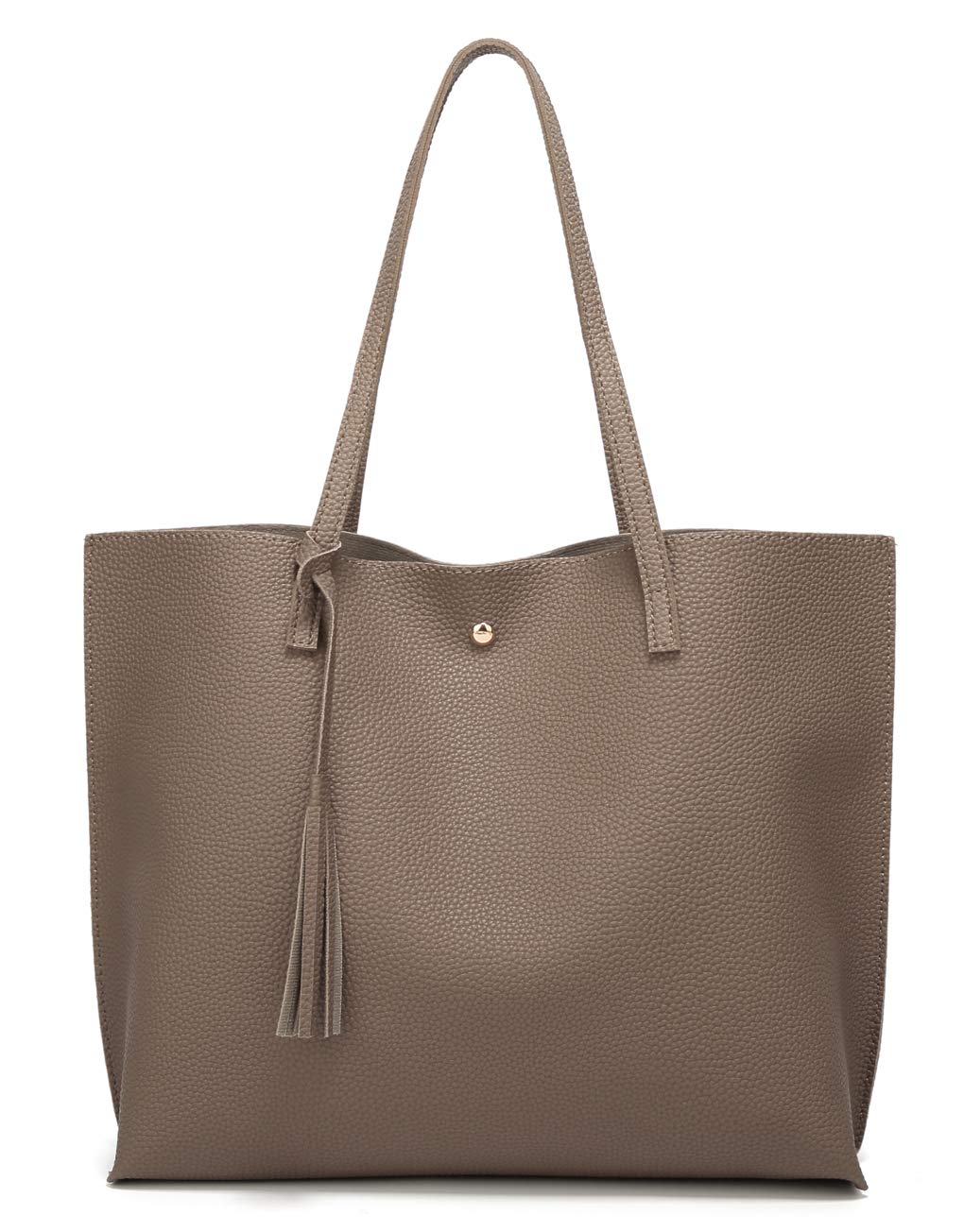 Dreubea Women's Soft Faux Leather Tote Shoulder Bag from, Big Capacity Tassel Handbag