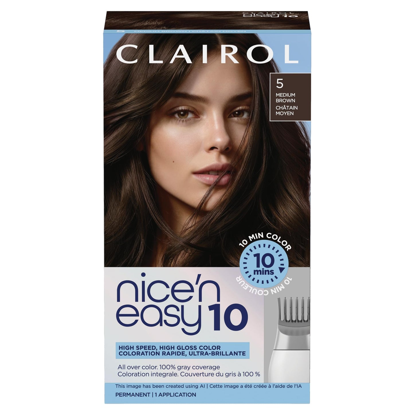 Clairol Nice'N Easy 10 Permanent Hair Dye, 6WN Light Chocolate Brown Hair Color, Pack of 1