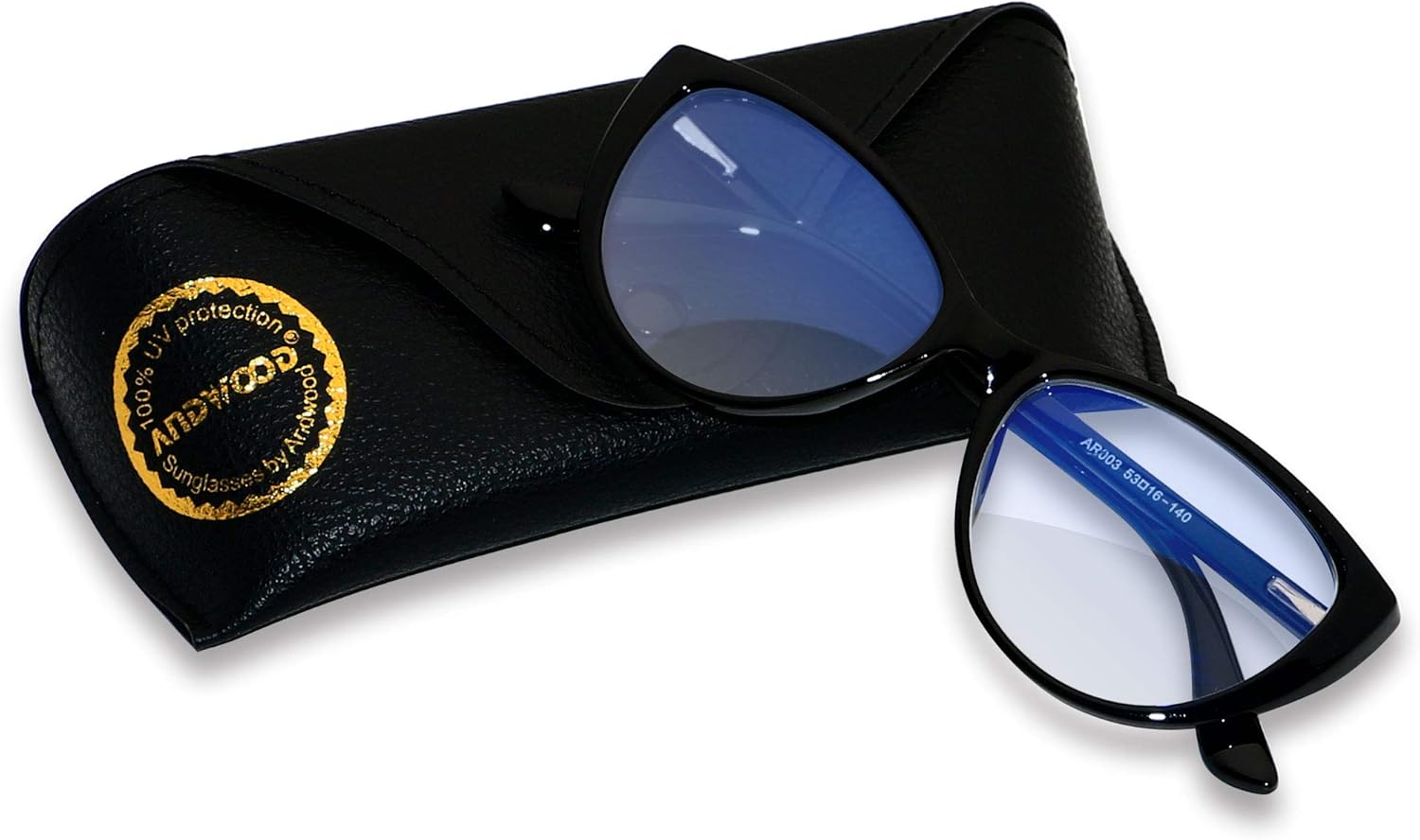 ANDWOOD Gafas de bloqueo de luz azul para mujer, bloqueo de luz azul, para computadora, ojo de gato, transparente, montura AR003