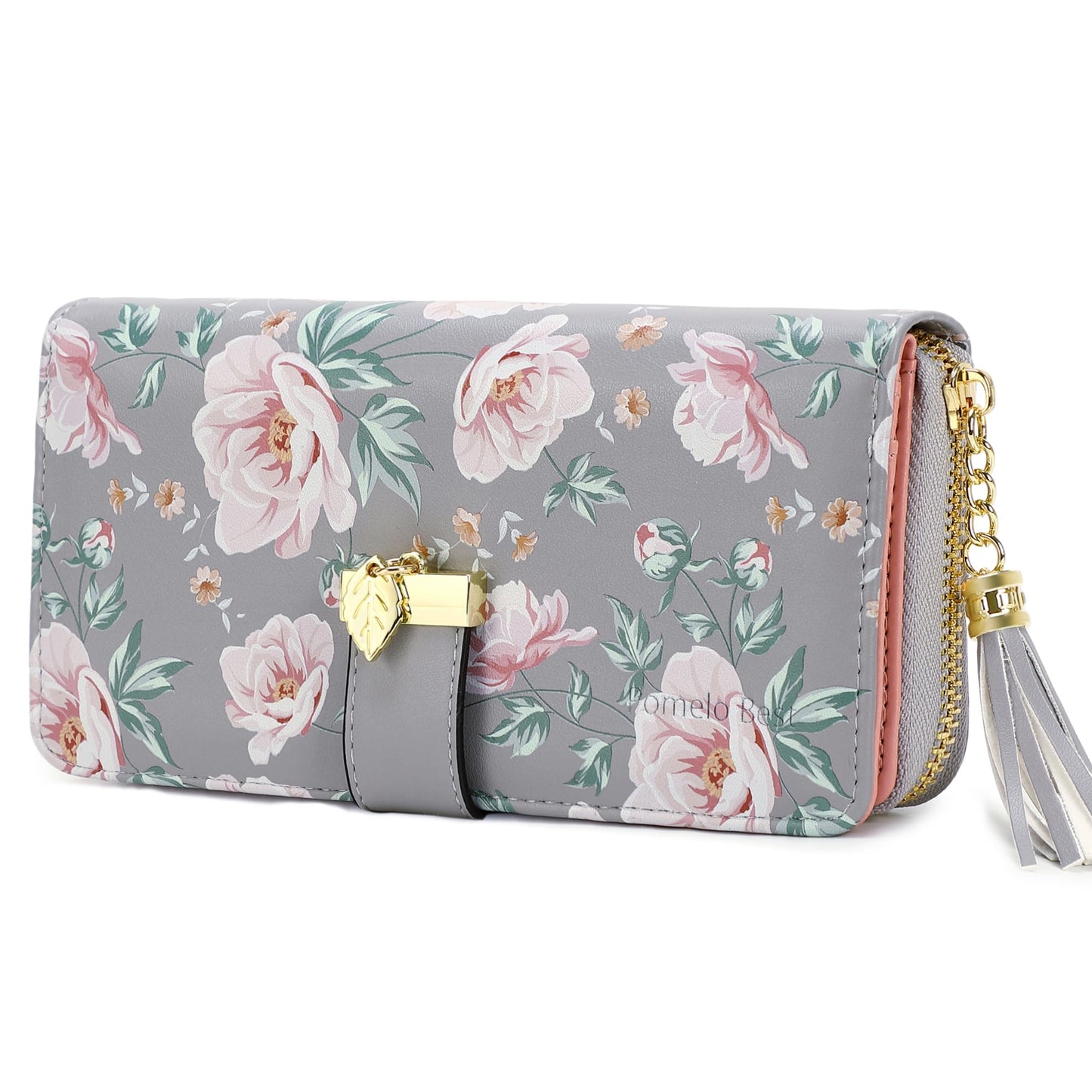 Carteras RFID para mujer con múltiples ranuras para tarjetas y compartimento para teléfono celular, cartera para mujer, Rosado/blanco/gris, Classic
