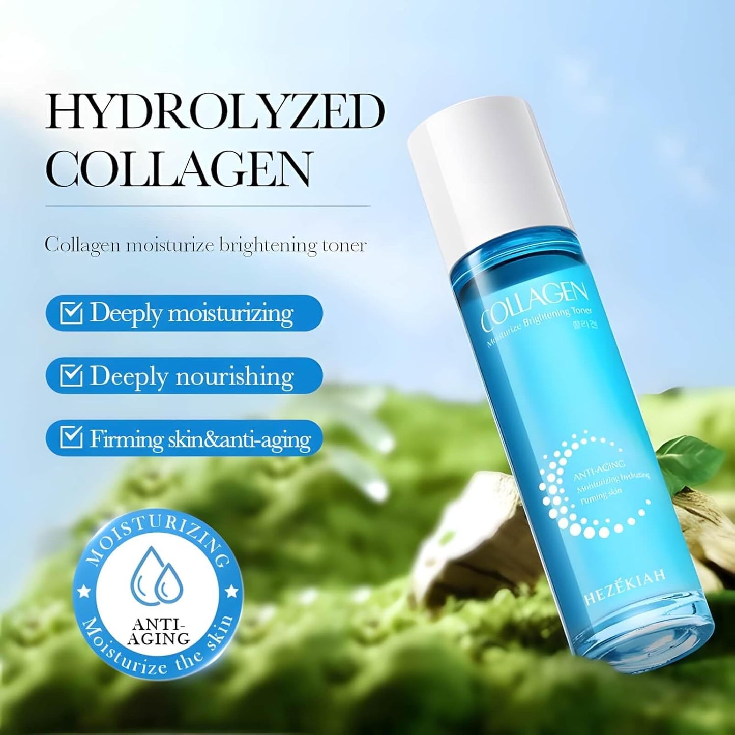 Juego de 6 piezas de colágeno para el cuidado de la piel para niñas adolescentes, juego hidratante de cuidado de la piel con limpiador, tónico, loción, suero, crema y crema de ojos para adolescentes y mujeres,