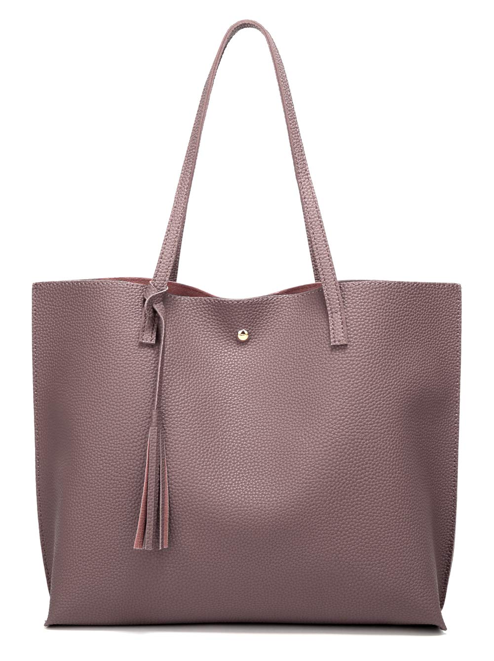 Dreubea Women's Soft Faux Leather Tote Shoulder Bag from, Big Capacity Tassel Handbag