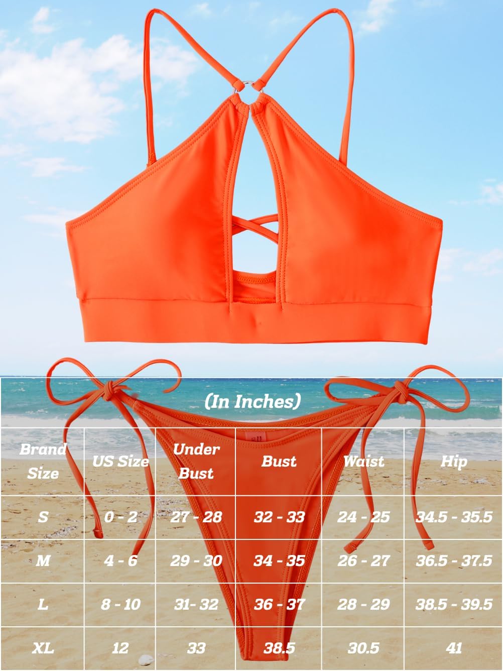 ShawGobow Bikini sexy con abertura de cerradura, corte alto, tiro bajo, 2 piezas
