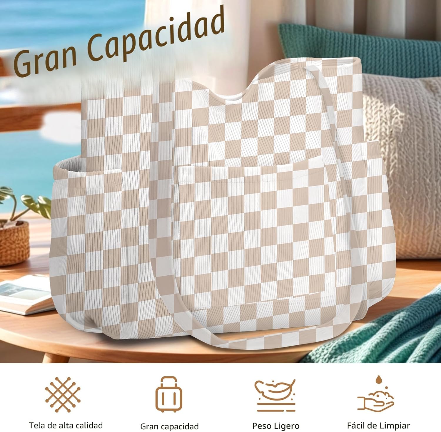 Bolsa de pana para mujeres, bolsa de gran capacidad linda con 6 bolsillos, bolso cruzado de hombro para trabajo, viajes, gimnasio