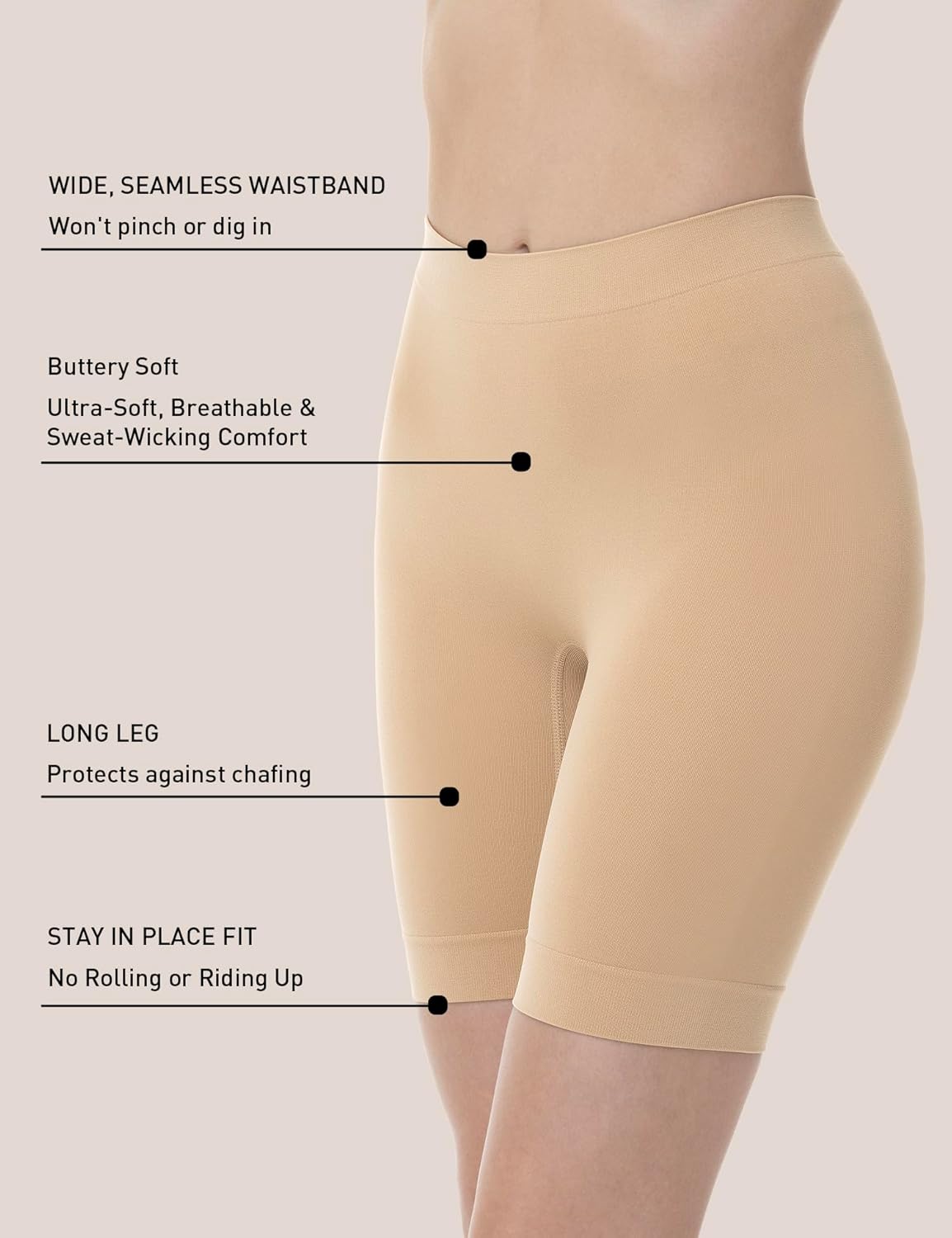ATTLADY Slip Shorts for Under Dresses Women - Anti-Chafing Cooling Slip Shorts, Women's Seamless Under Skirts