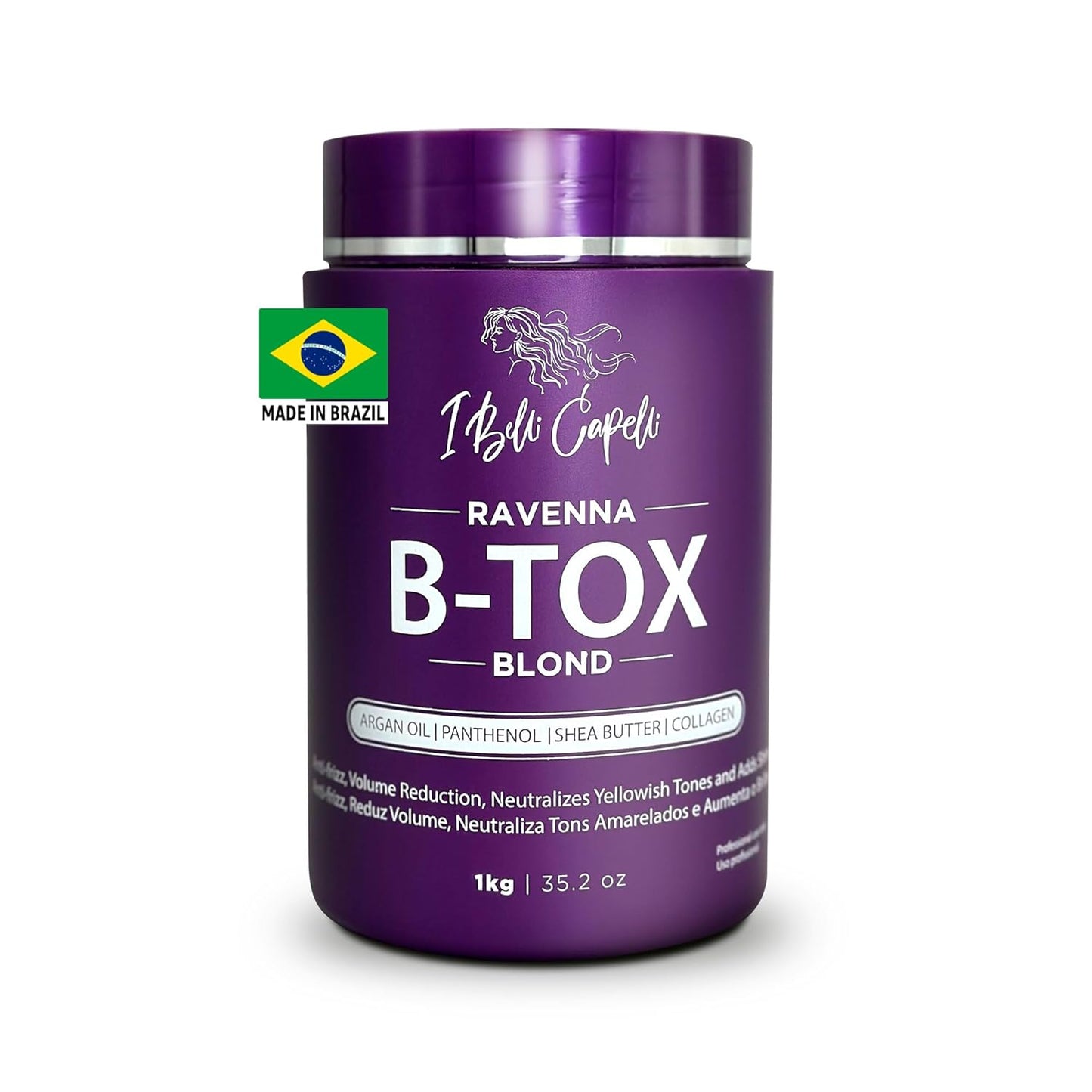 I Belli Capelli Tratamiento Ravenna B-tox para cabello rubio, 35.2 oz (1kg) - Sin formaldehído, acción anti-encrespamiento, suavizante, hidratación profunda y acción hidratante, aceite de argán