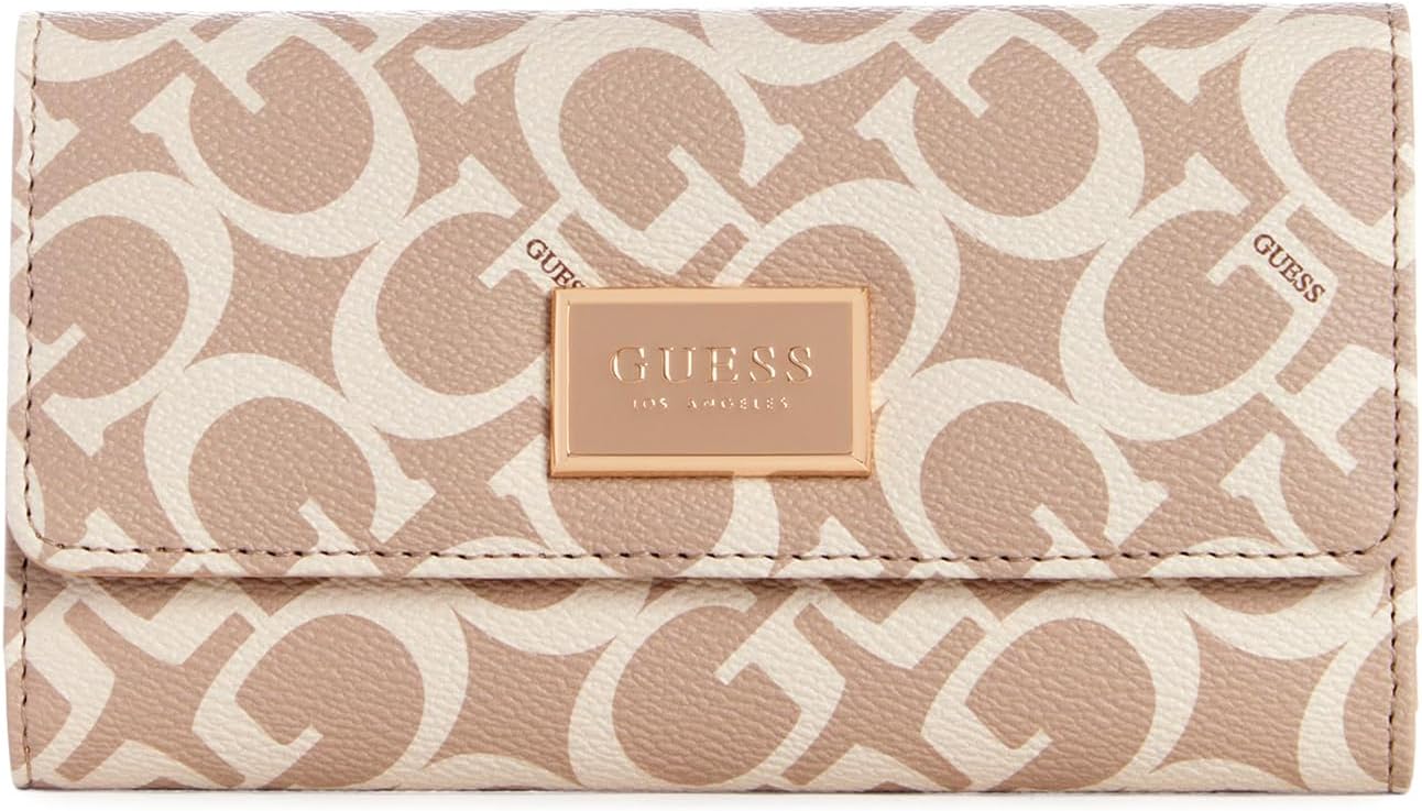 GUESS Cartera de embrague delgada con logotipo de Abree, Caramelo, Tamaño único