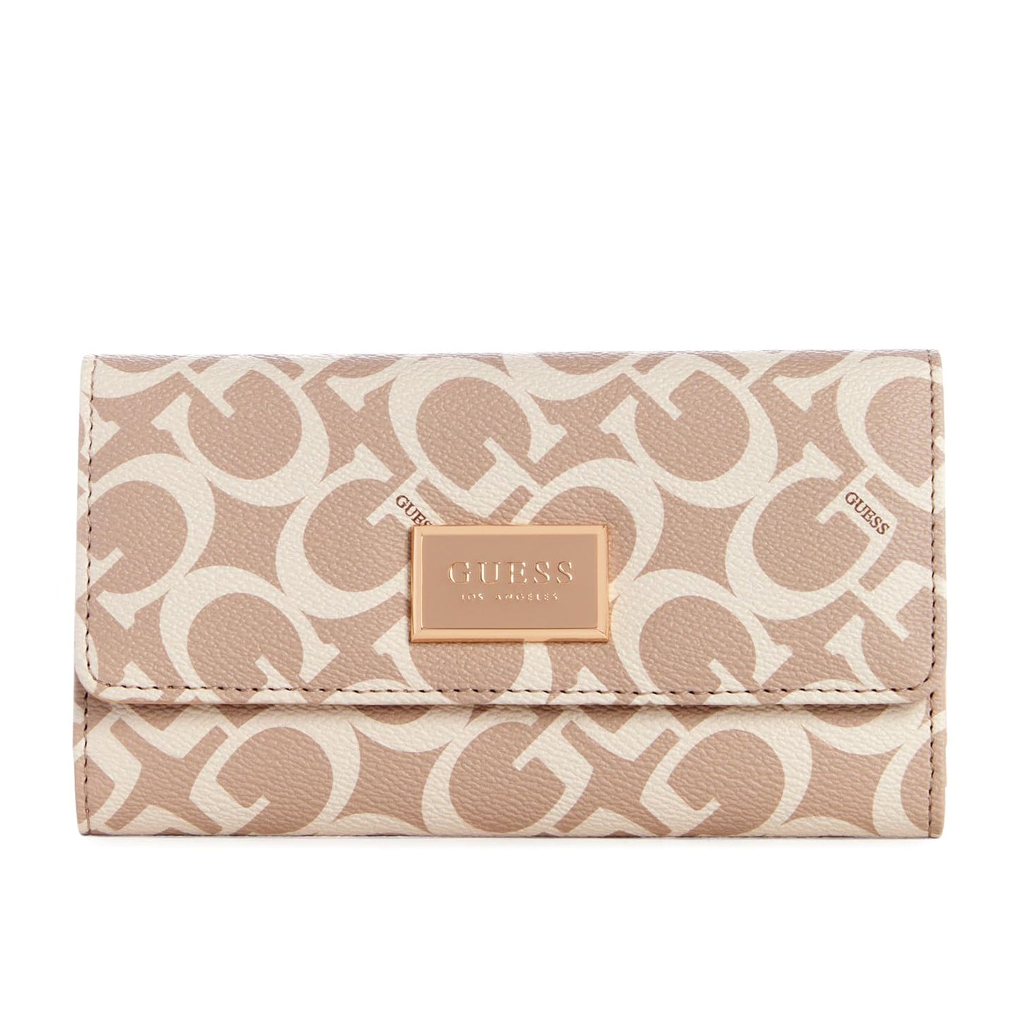GUESS Cartera de embrague delgada con logotipo de Abree, Caramelo, Tamaño único