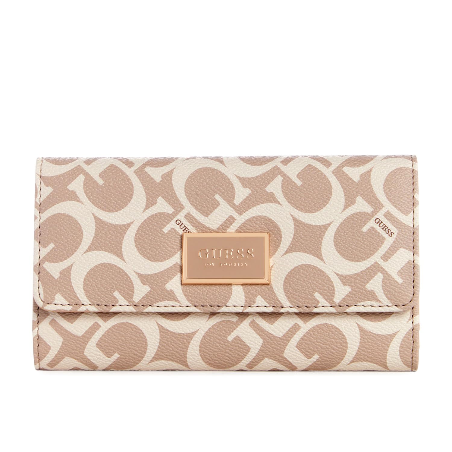 GUESS Cartera de embrague delgada con logotipo de Abree, Caramelo, Tamaño único