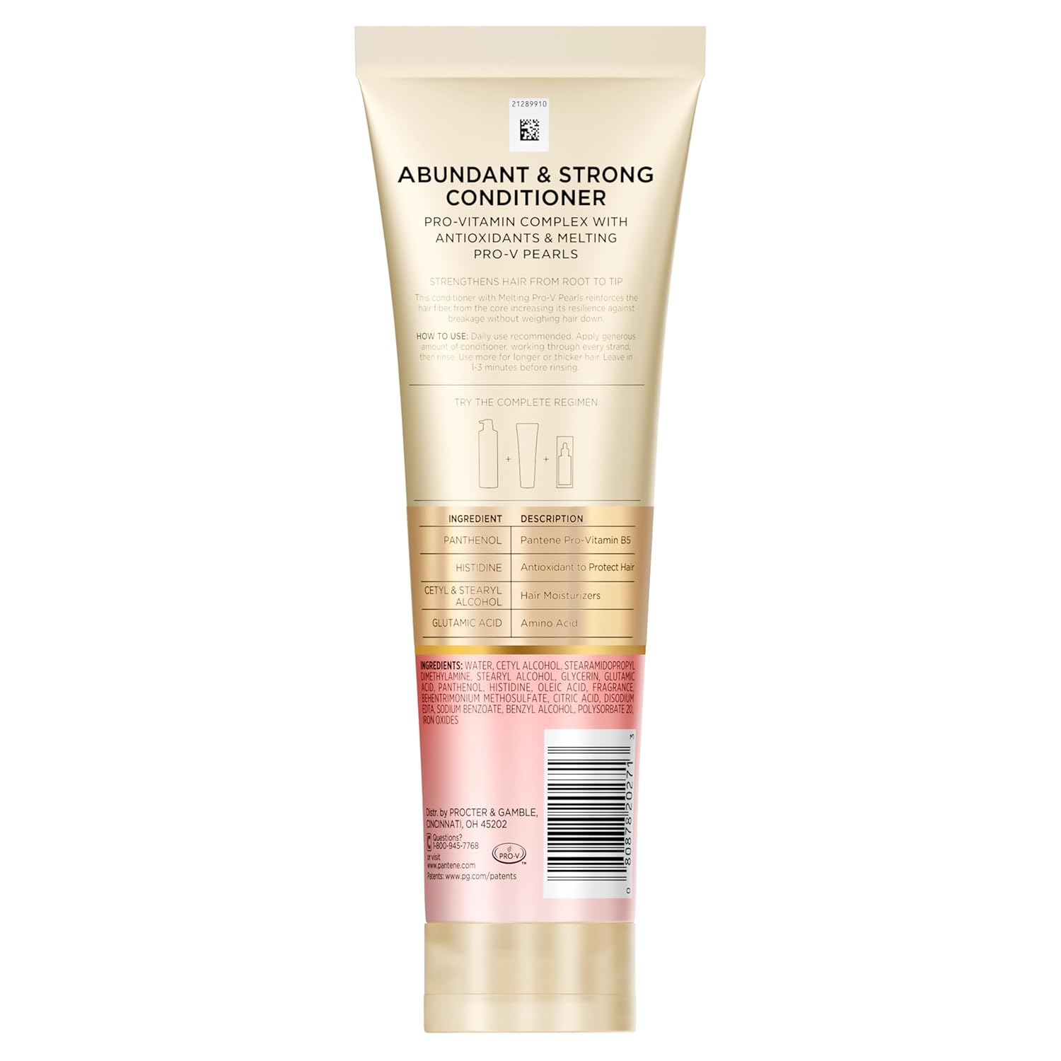 Pantene Abundant & Strong 3-Piece Regimen with B5 Complex + Niacinamide, Shampoo (13.5 oz), Conditioner (8 oz), Serum (2 oz) for Hair Loss, Thinning, Anti-Breakage, Volume - Grows Healthier