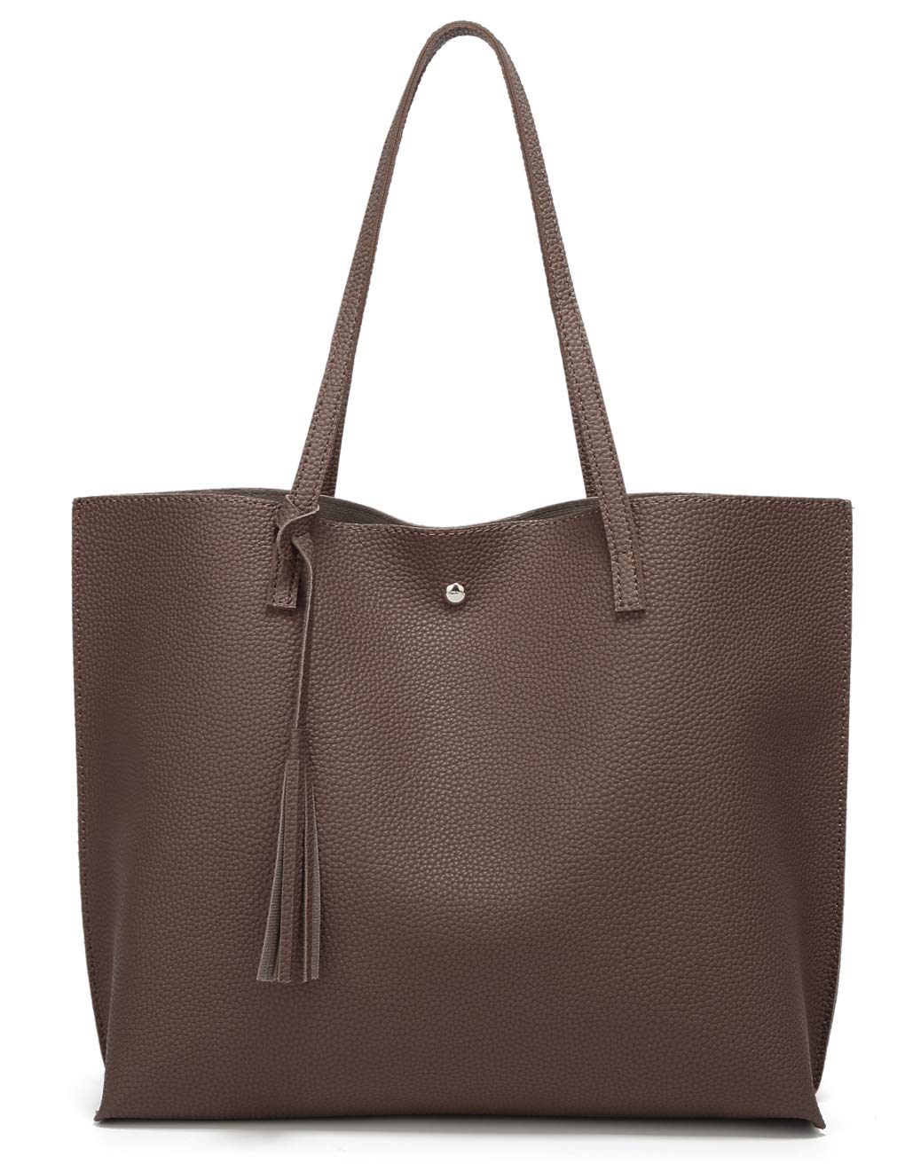Dreubea Women's Soft Faux Leather Tote Shoulder Bag from, Big Capacity Tassel Handbag