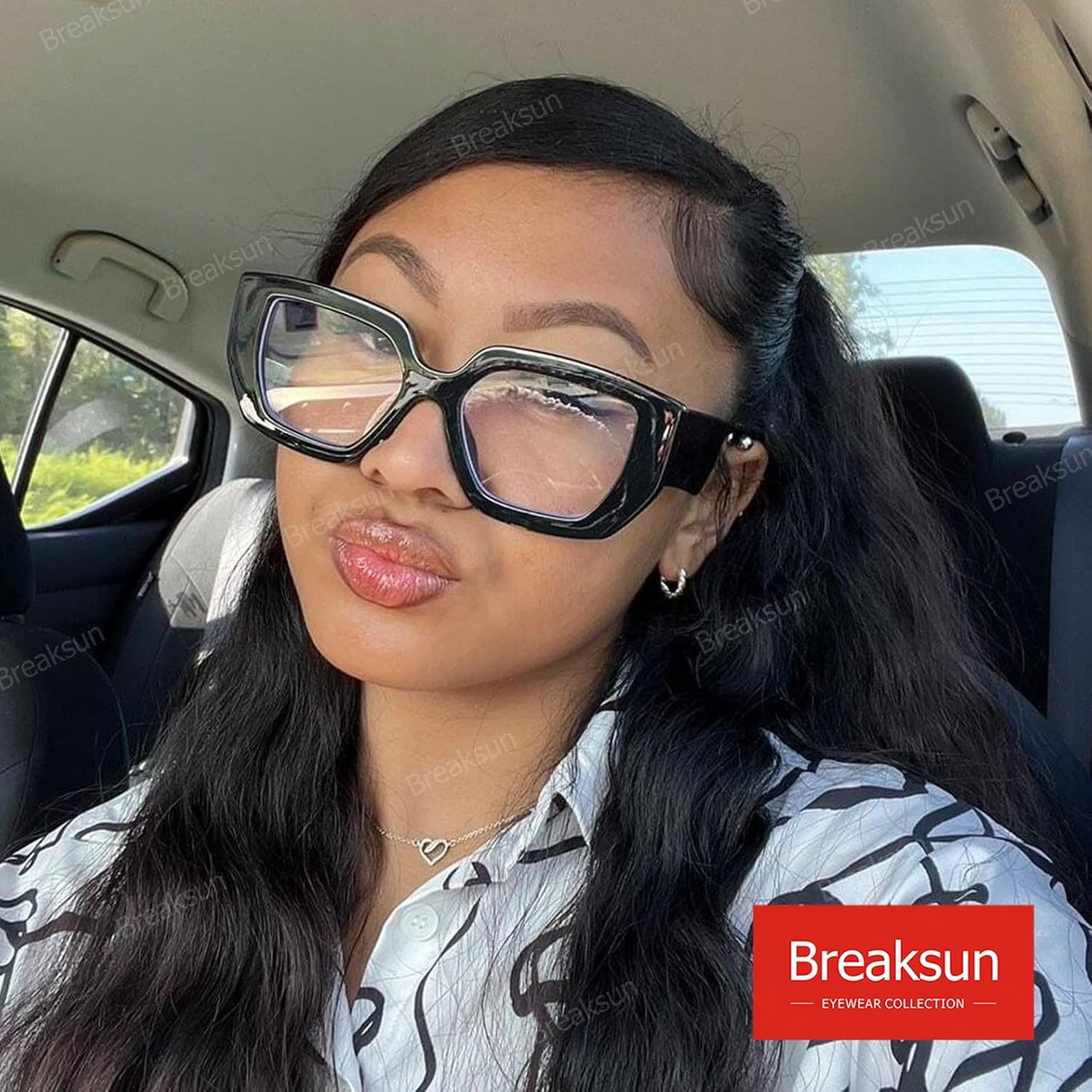 Breaksun Thick Frame Blue Light Glasses for Women Men Fashion Oversized Square Computer Gaming Eyeglasses
