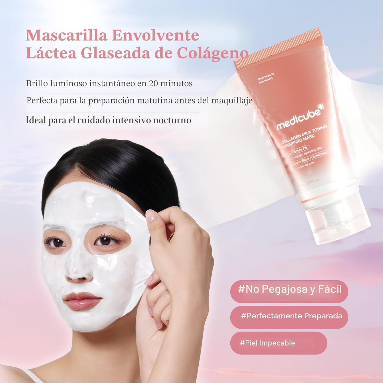 medicube Milky Collagen Double Glow Lock Duo: Máscara Envolvente de Brillo Lechoso con Capa de Colágeno y Suero Lácteo Potenciador del Brillo de Colágeno | Colágeno 130Da, Niacinamida, Glutatión para