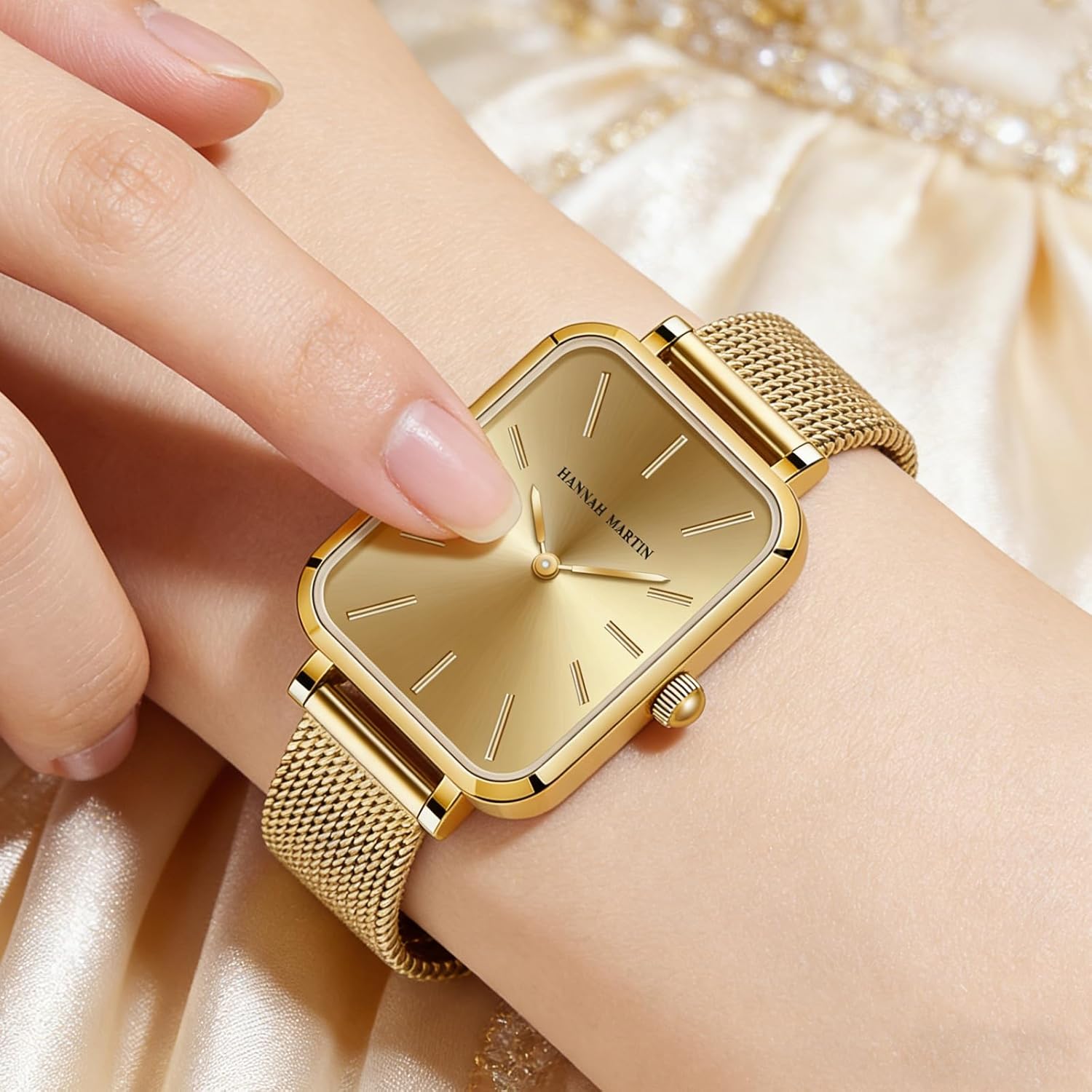 HANNAH MARTIN Relojes para mujer, impermeables, de cuarzo analógico, con correa de acero inoxidable, reloj de pulsera de moda y delicado, reloj de lujo con diamantes para mujer