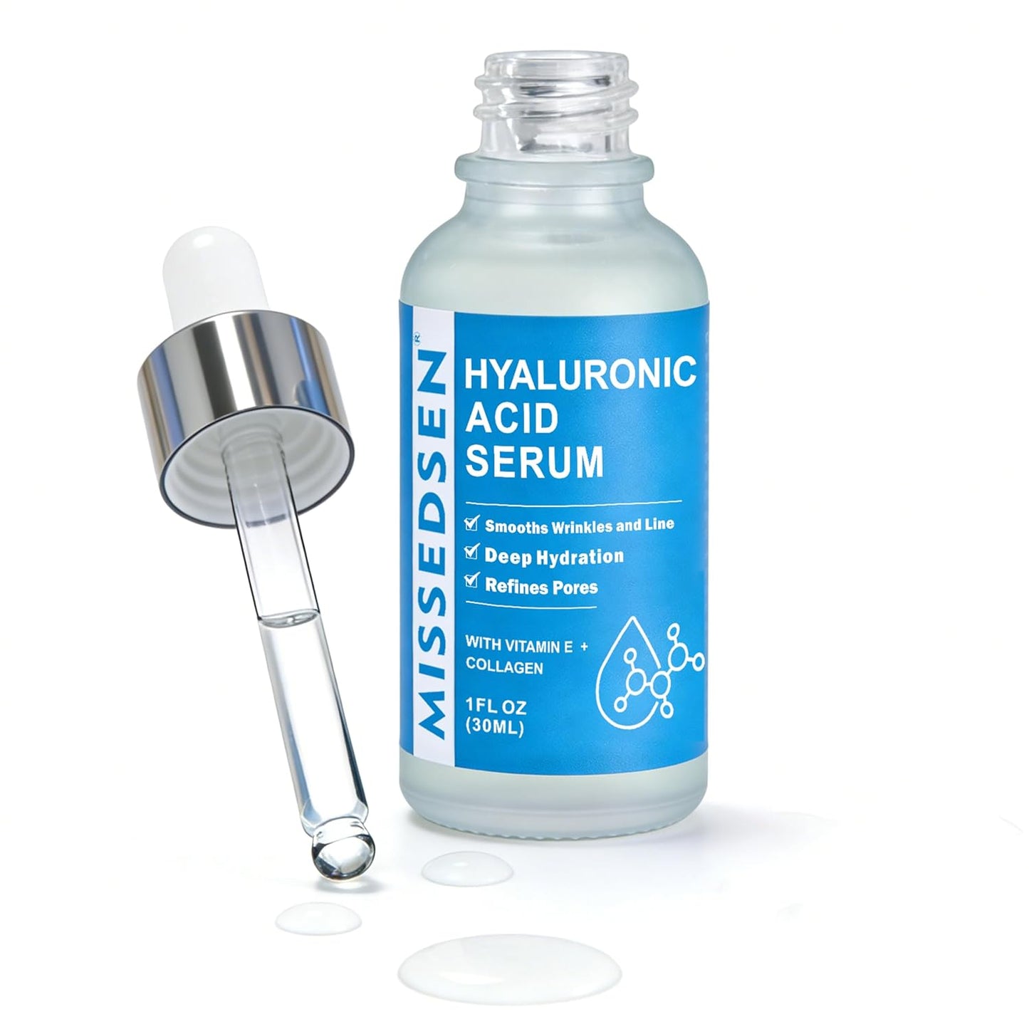 Suero de ácido hialurónico con aceite de colágeno y vitamina E para el cuidado de la piel, suero hidratante e iluminador para la cara, antienvejecimiento, para todo tipo de piel, uso diario, 1 onza líquida