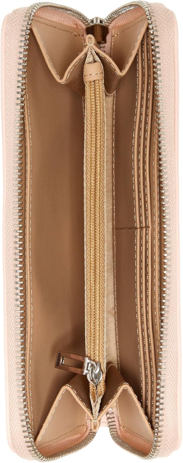 GUESS Kiran Logo Cartera mediana con cremallera, Cemento, Talla única, Kiran Logo Cartera mediana con cremallera alrededor