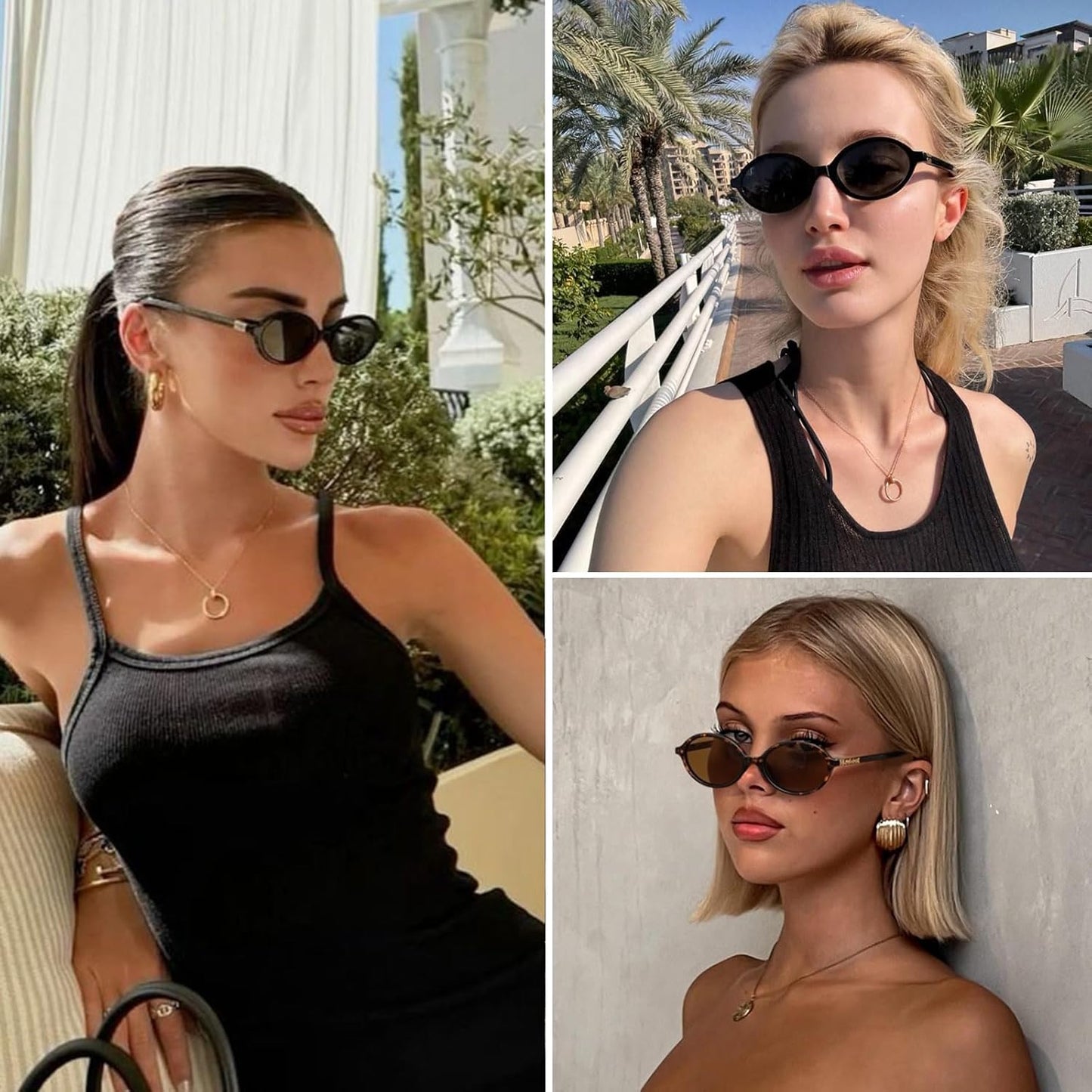 ViewJoy Gafas de sol ovaladas retro para mujer, estilo vintage de los años 90, Y2K, de diseño moderno