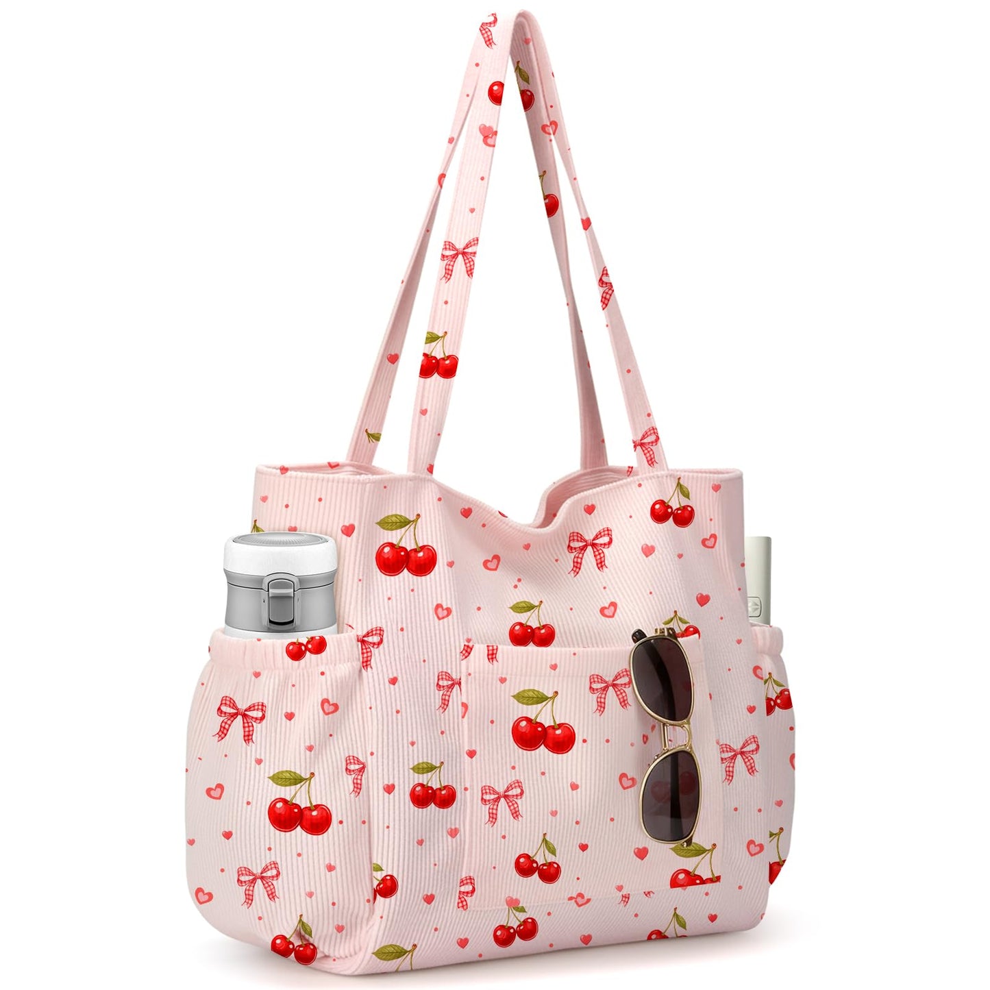 Bolsa de pana para mujeres, bolsa de gran capacidad linda con 6 bolsillos, bolso cruzado de hombro para trabajo, viajes, gimnasio