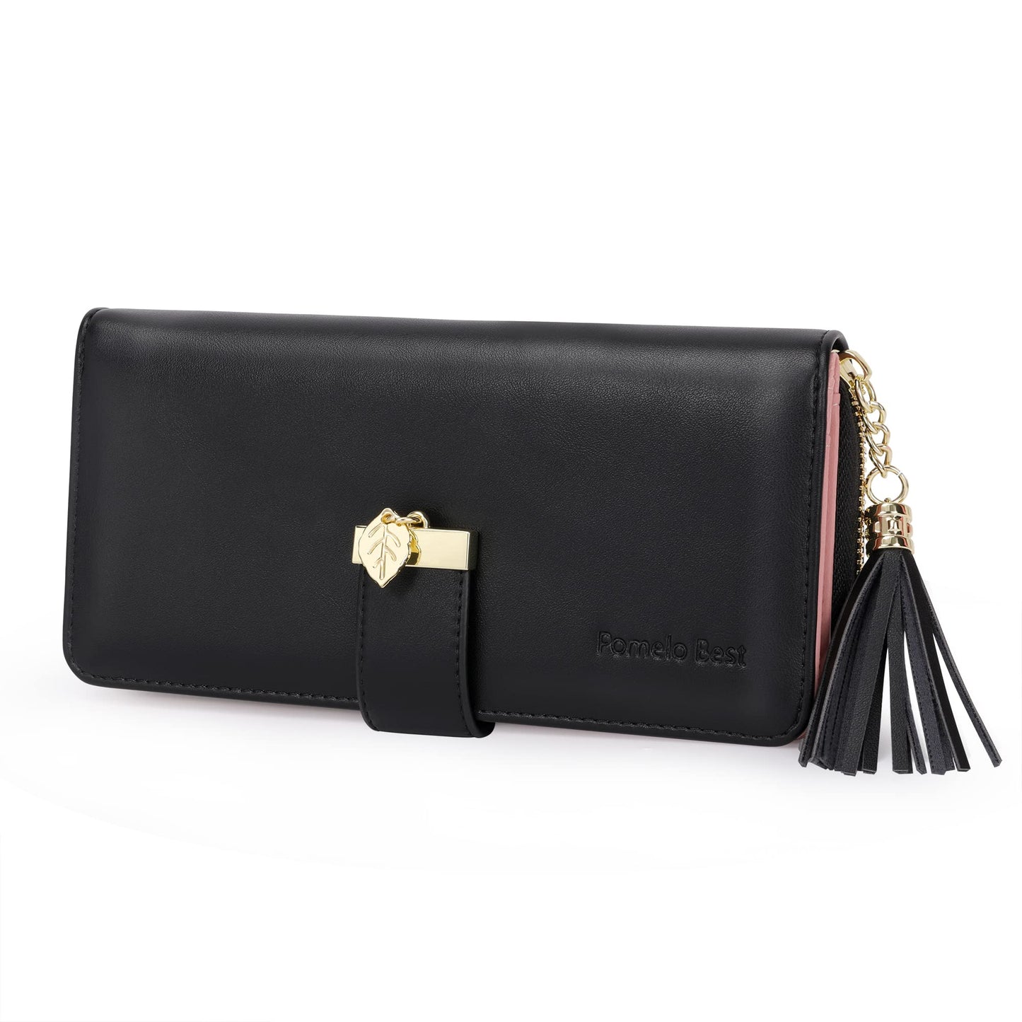 Carteras RFID para mujer con múltiples ranuras para tarjetas y compartimento para teléfono celular, cartera para mujer, Rosado/blanco/gris, Classic