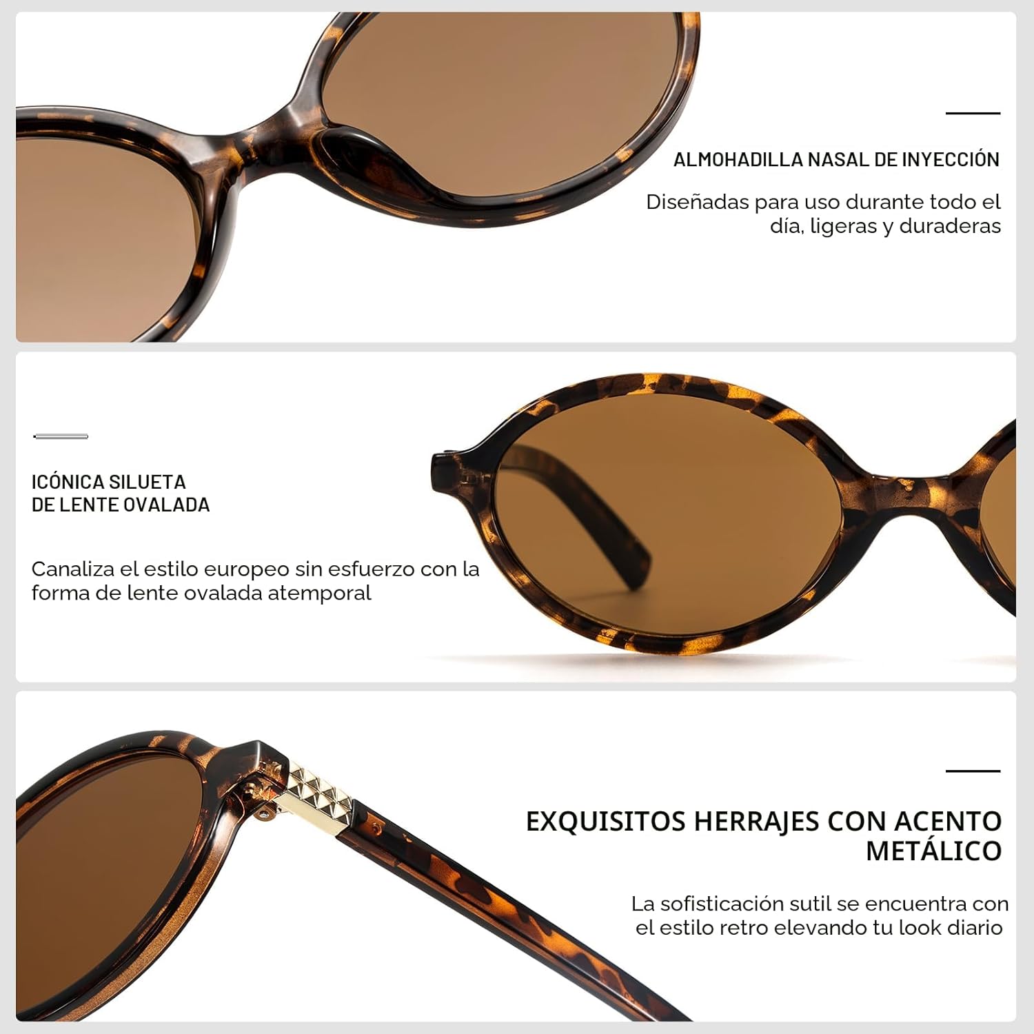 ViewJoy Gafas de sol ovaladas retro para mujer, estilo vintage de los años 90, Y2K, de diseño moderno
