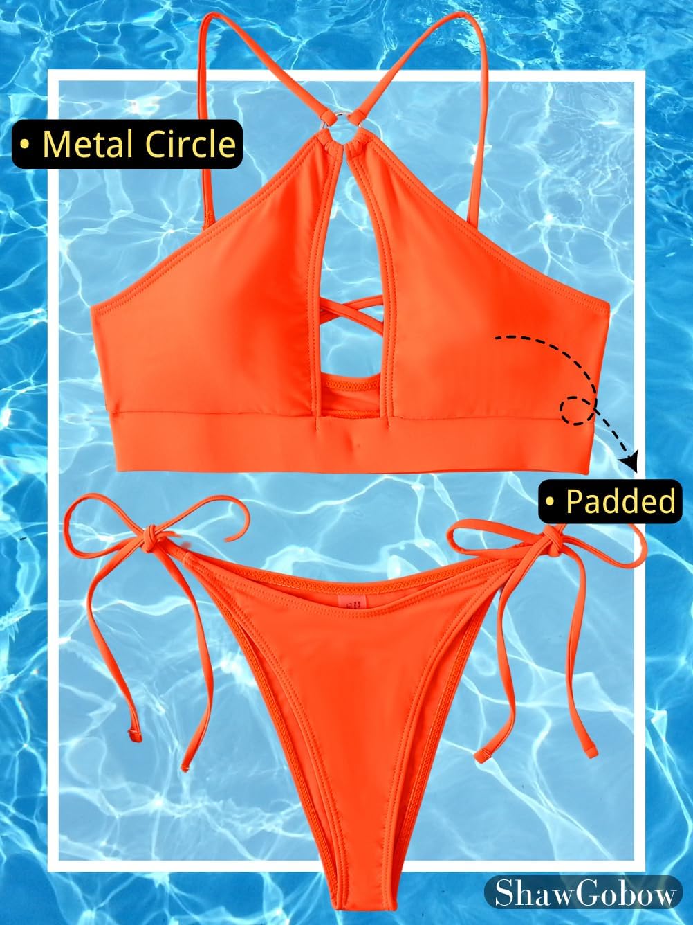 ShawGobow Bikini sexy con abertura de cerradura, corte alto, tiro bajo, 2 piezas