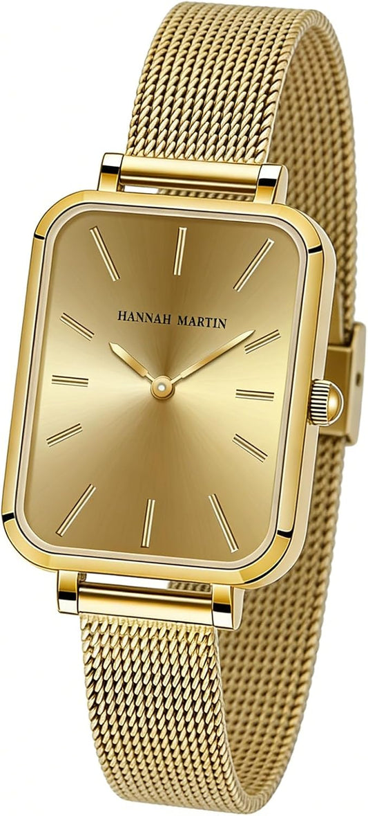 HANNAH MARTIN Relojes para mujer, impermeables, de cuarzo analógico, con correa de acero inoxidable, reloj de pulsera de moda y delicado, reloj de lujo con diamantes para mujer